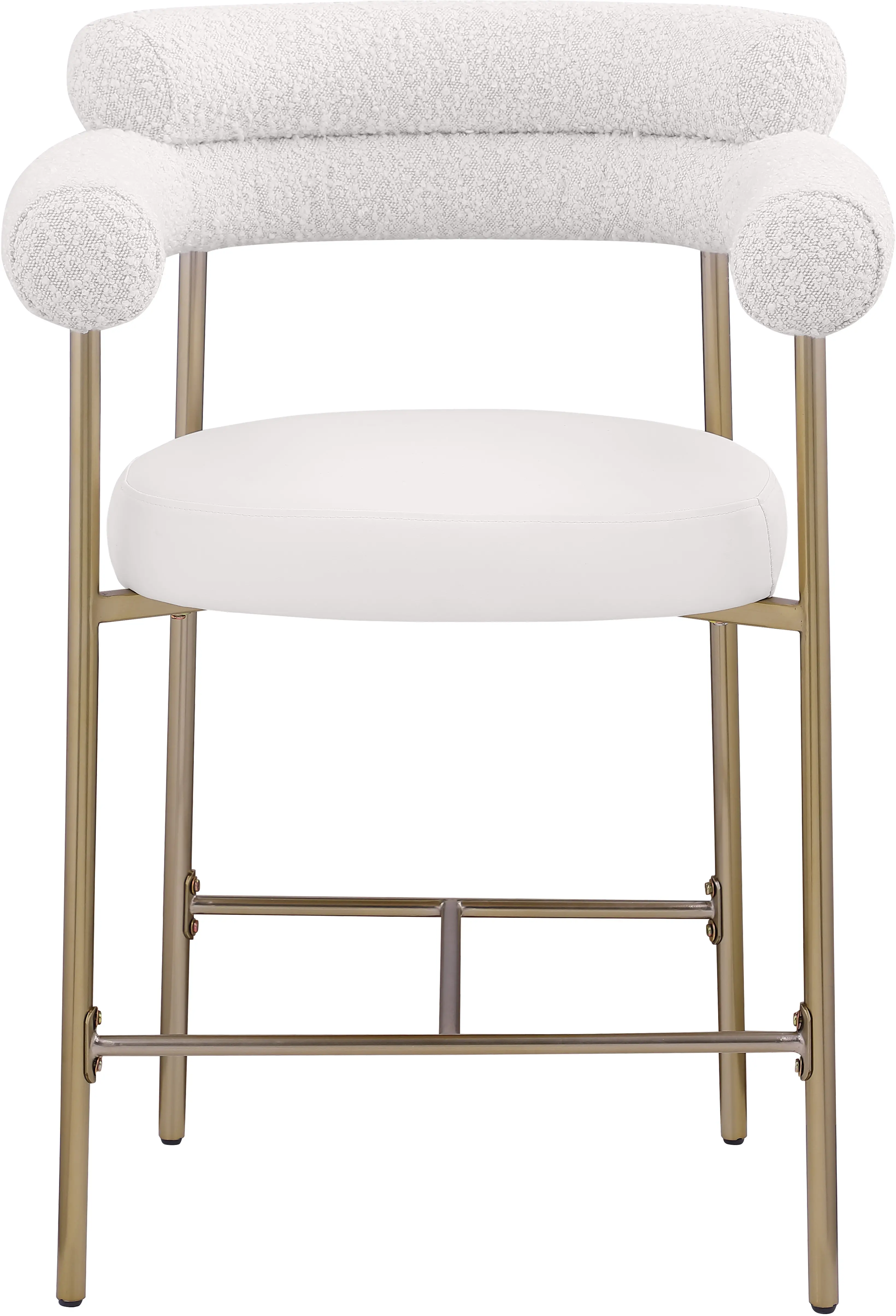 Blake Cream Boucle and Vegan Leather Counter Stool, Set of 2-4