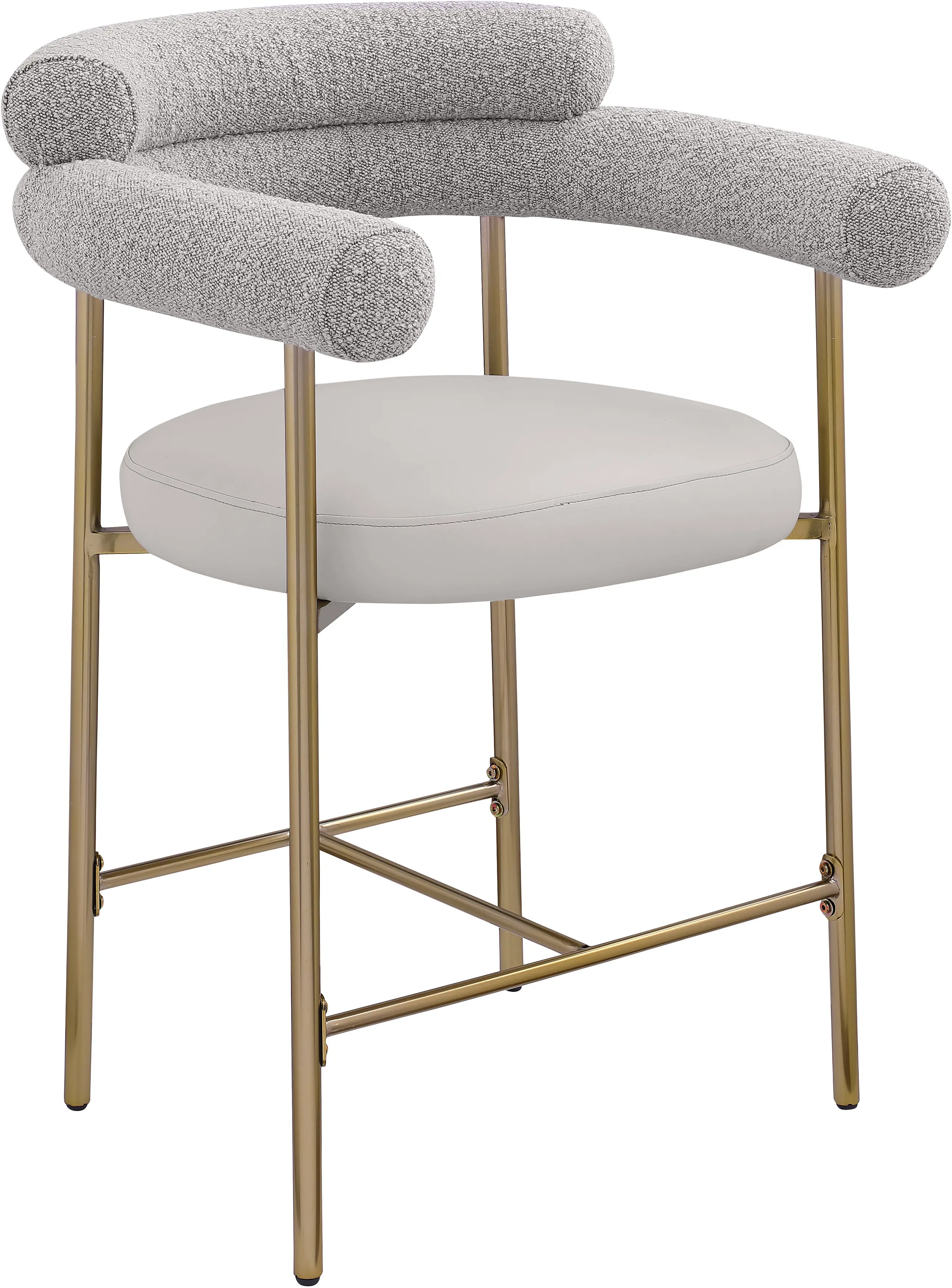 Blake Taupe Boucle and Vegan Leather Counter Stool, Set of 2-1
