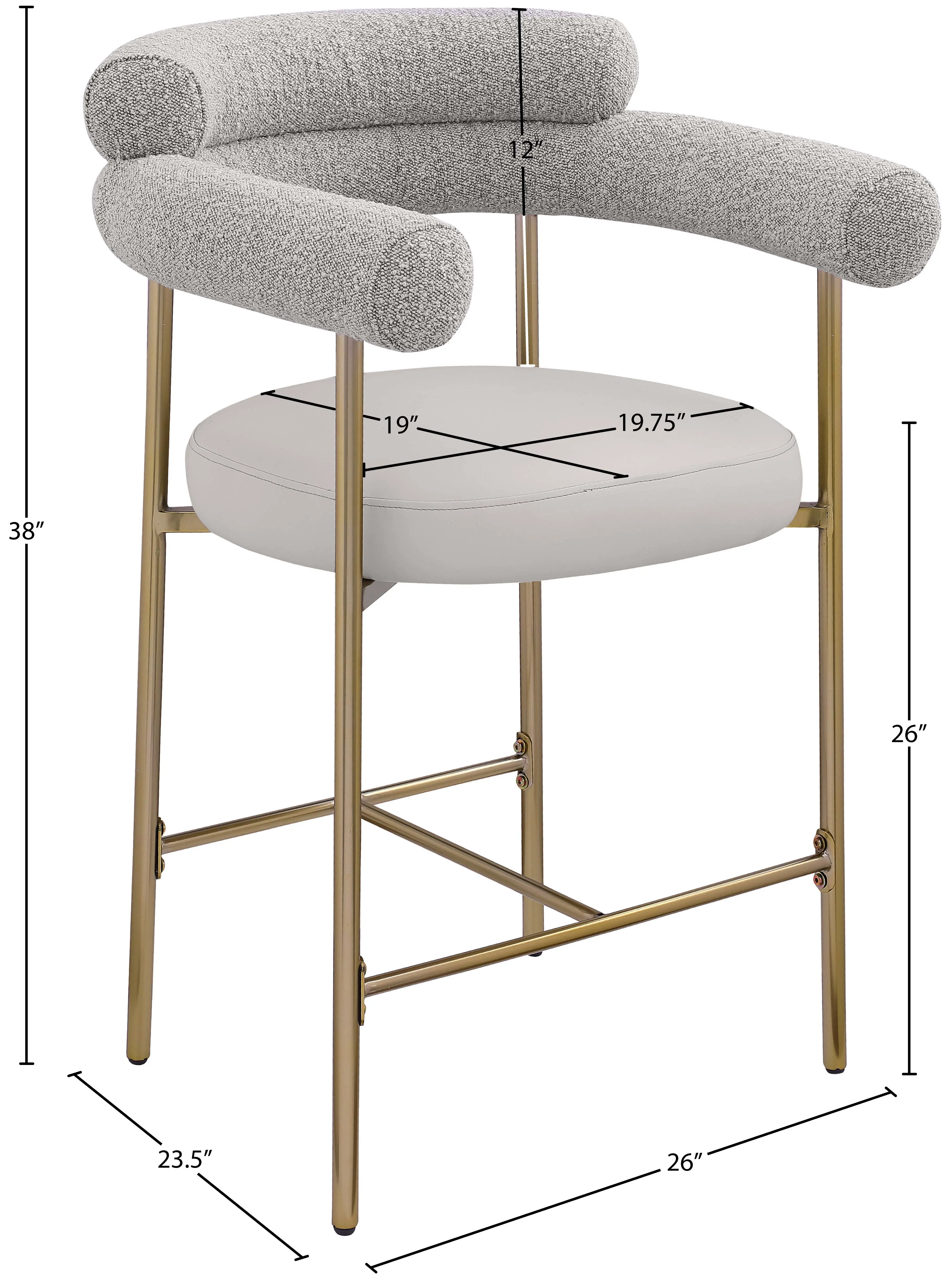 Blake Taupe Boucle and Vegan Leather Counter Stool, Set of 2-3
