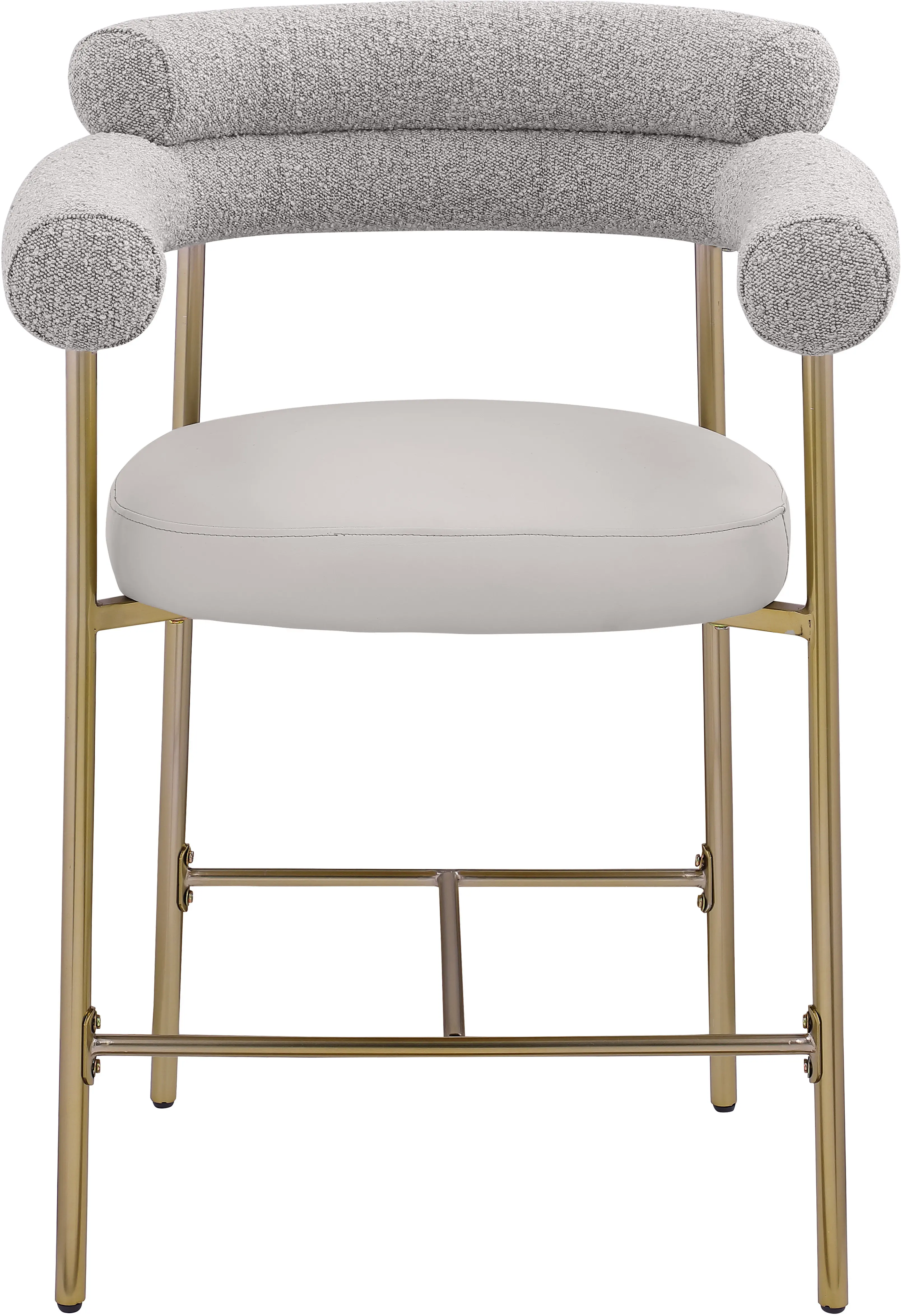 Blake Taupe Boucle and Vegan Leather Counter Stool, Set of 2-4