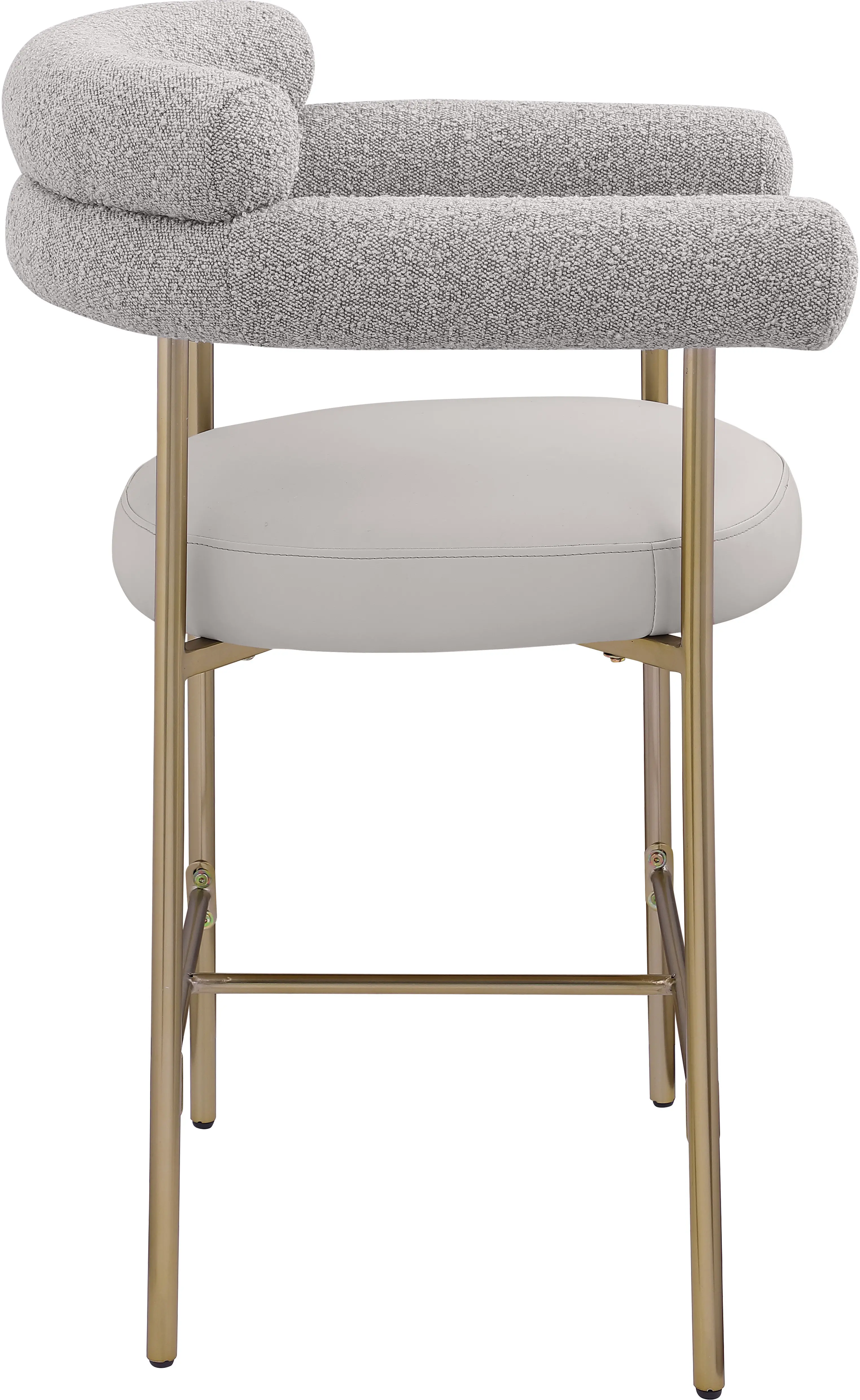 Blake Taupe Boucle and Vegan Leather Counter Stool, Set of 2-5