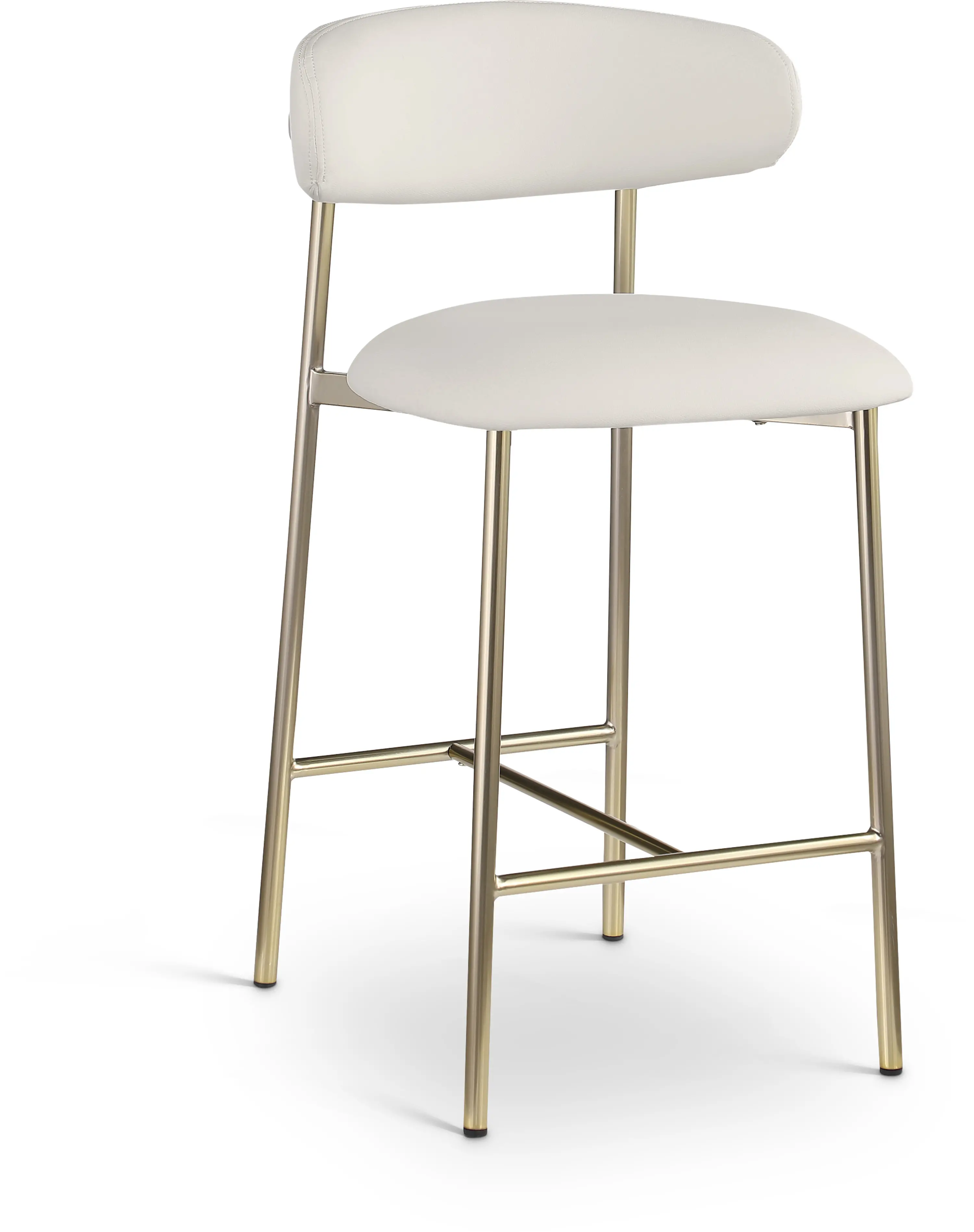 Lupita Off-White Vegan Leather Upholstered Counter Stool, Set of 2-1