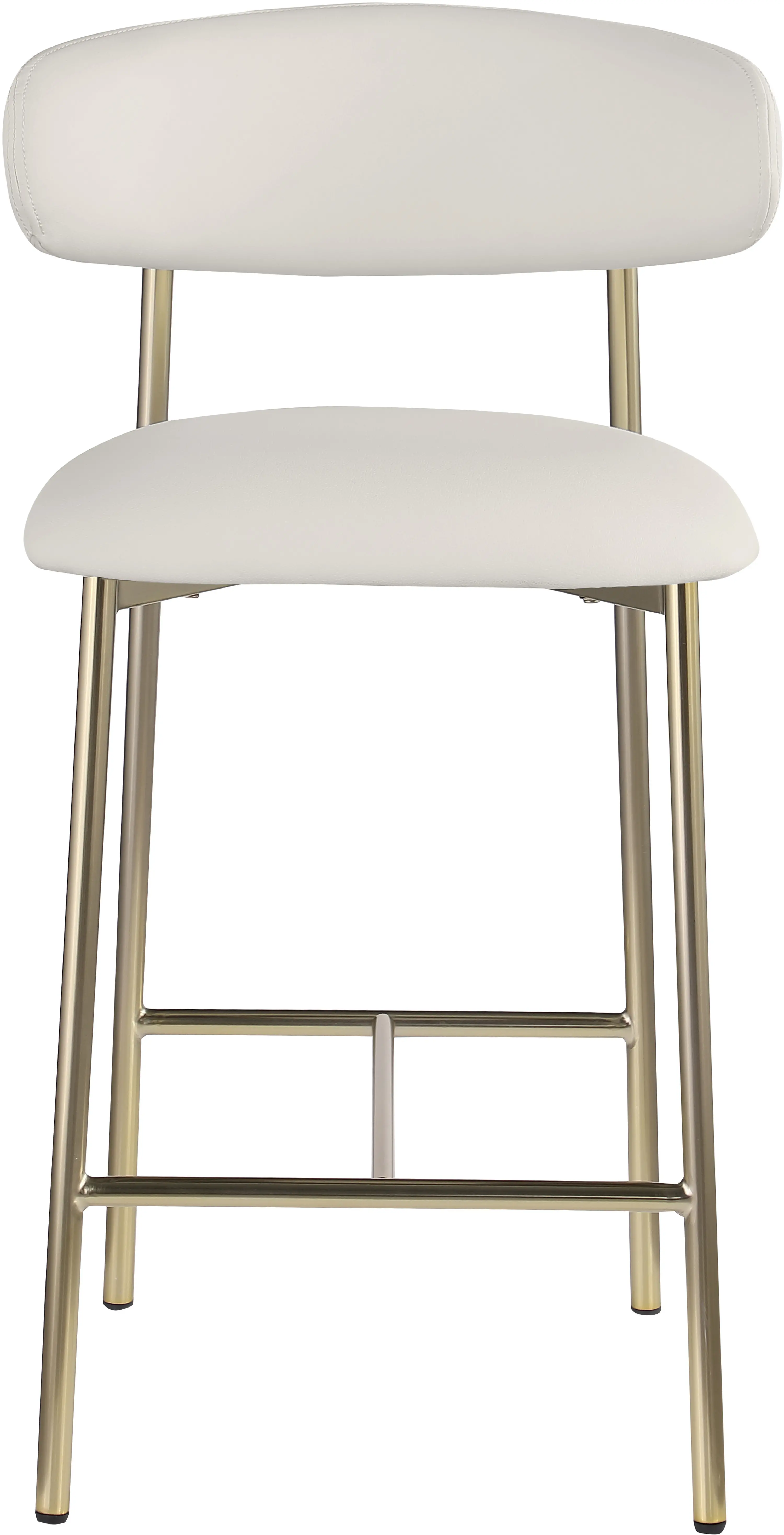 Lupita Off-White Vegan Leather Upholstered Counter Stool, Set of 2-4