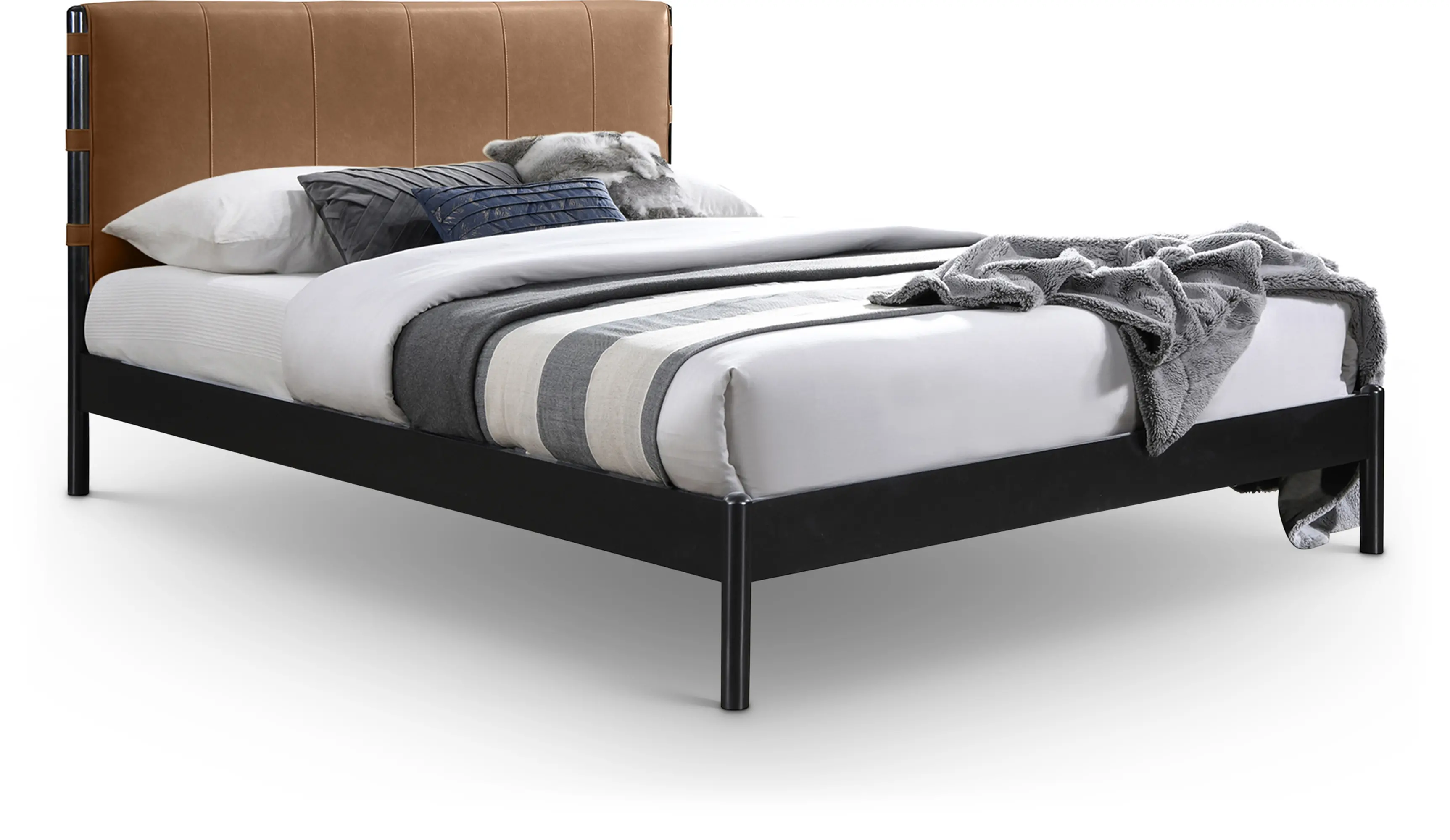 Abigail Cognac Vegan Leather Upholstered Full Bed-1