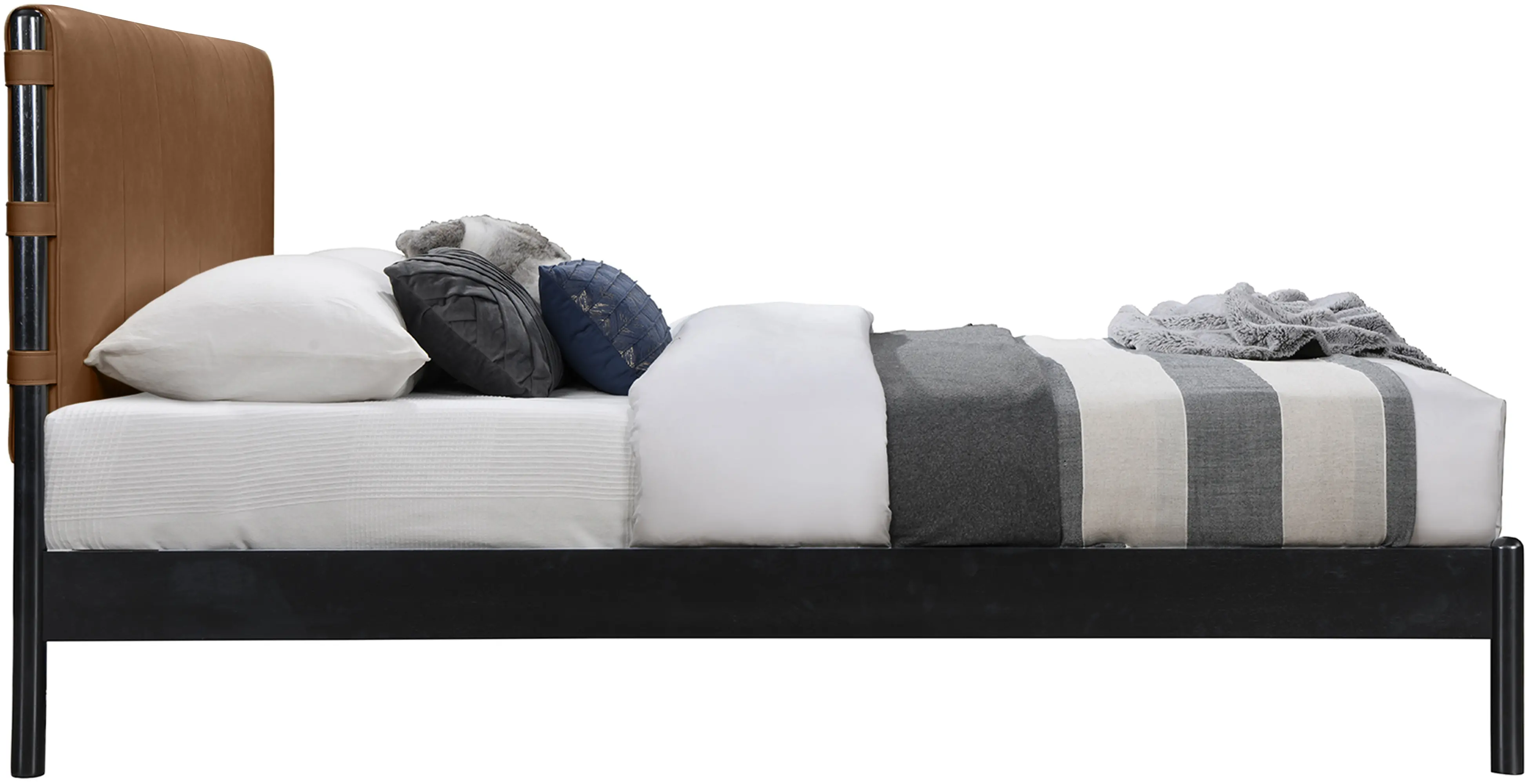Abigail Cognac Vegan Leather Upholstered Full Bed-4