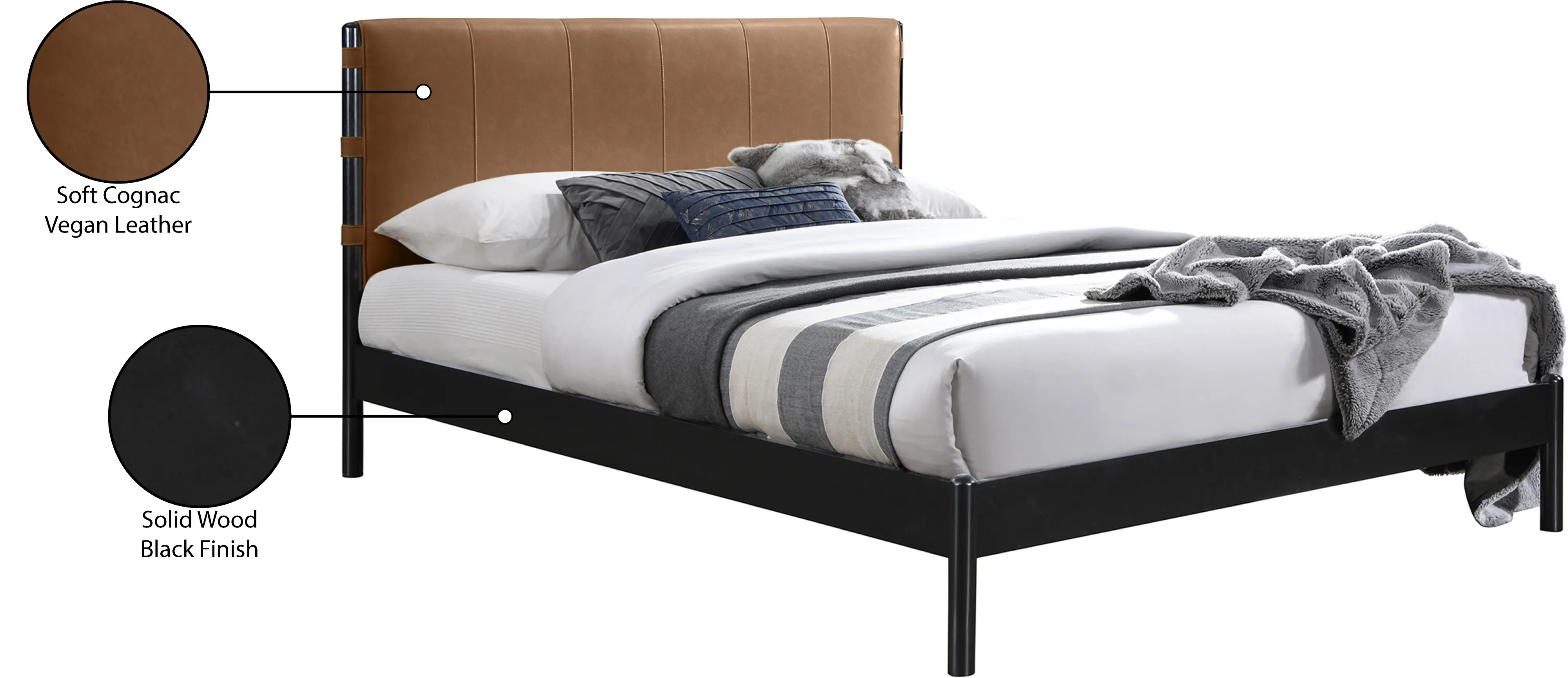 Abigail Cognac Vegan Leather Upholstered Full Bed-6