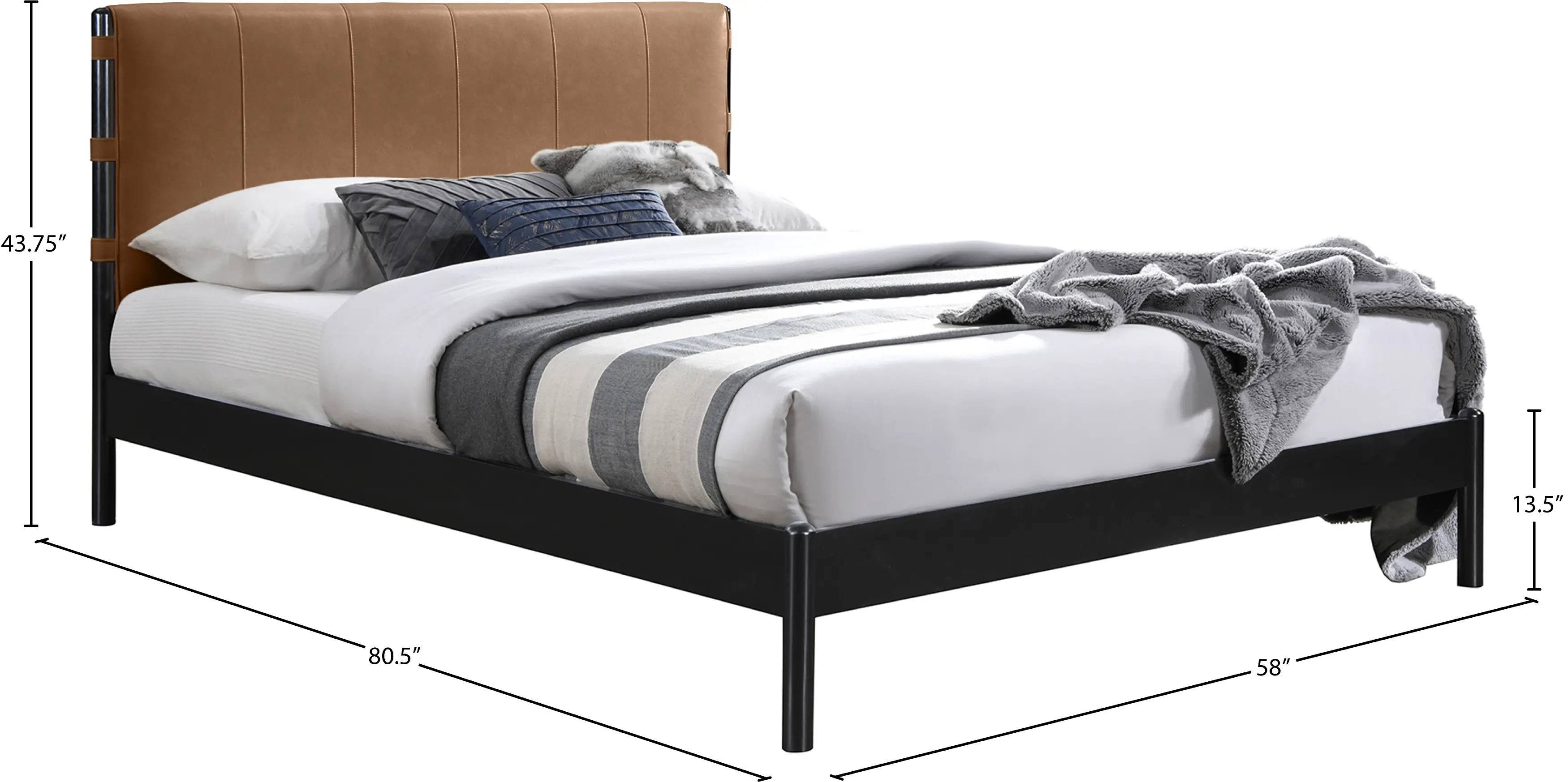 Abigail Cognac Vegan Leather Upholstered Full Bed-7