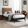Abigail Cognac Vegan Leather Upholstered Twin Bed