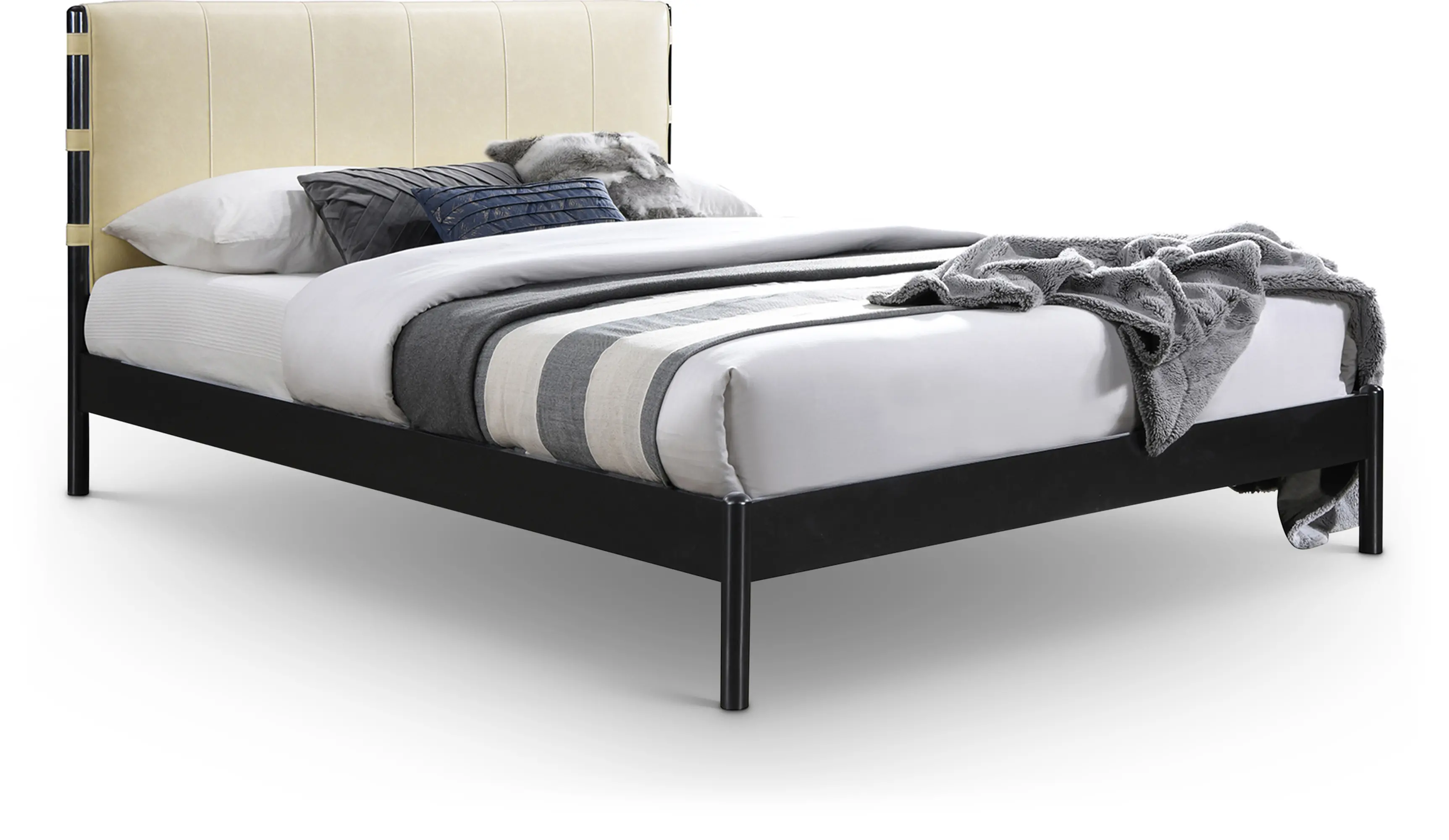 Abigail Cream Vegan Leather Upholstered Full Bed-1