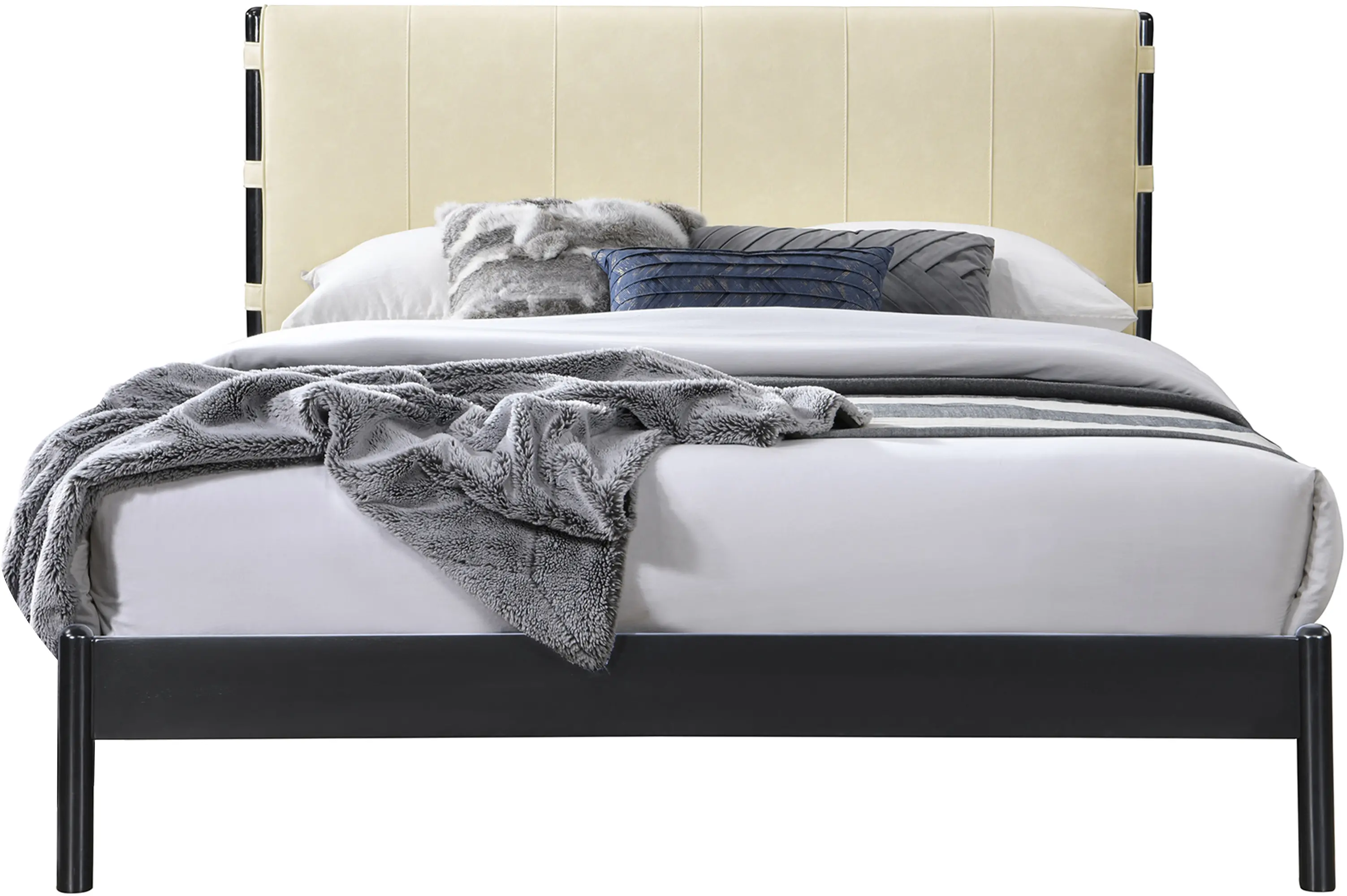 Abigail Cream Vegan Leather Upholstered Full Bed-3