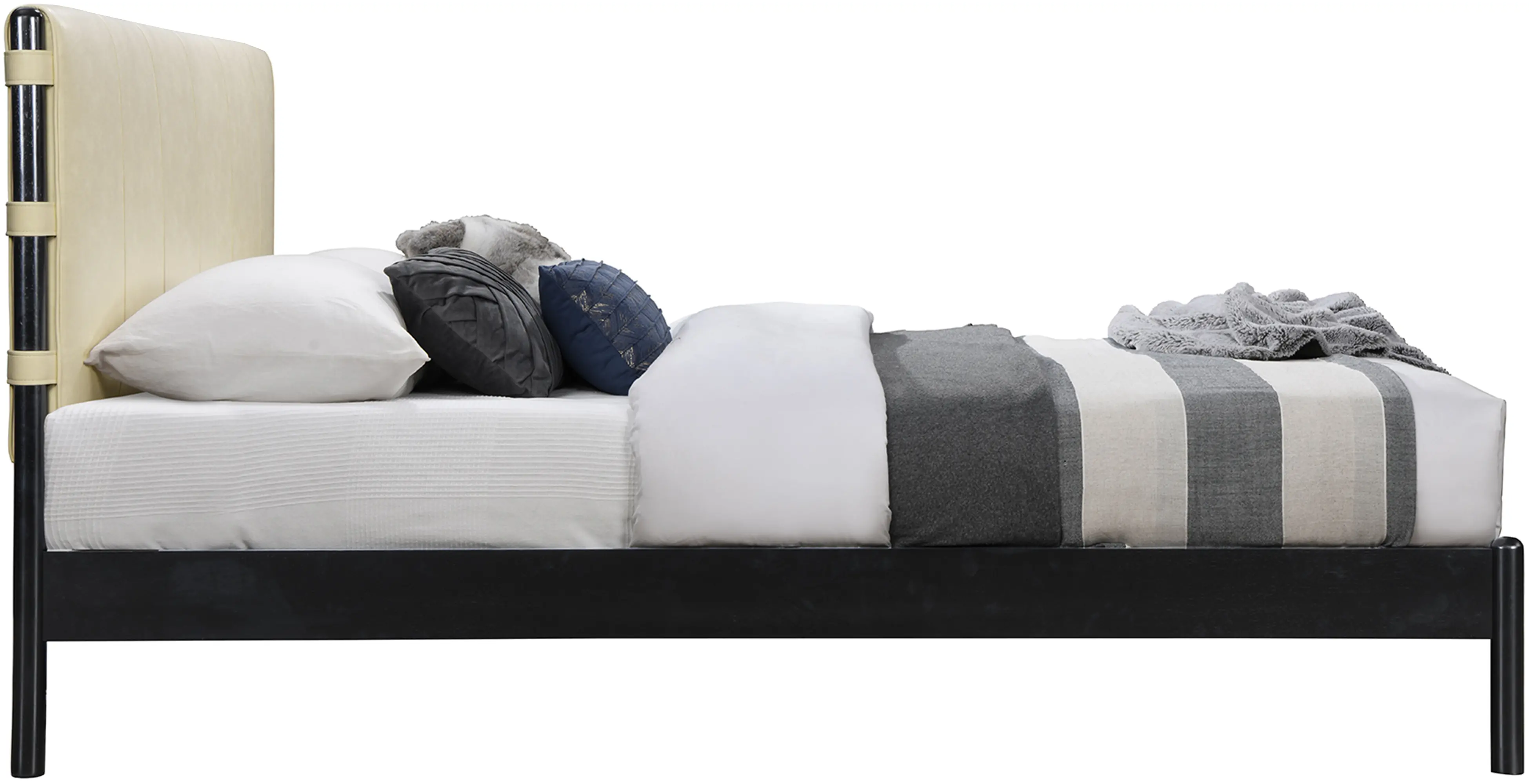 Abigail Cream Vegan Leather Upholstered Full Bed-4