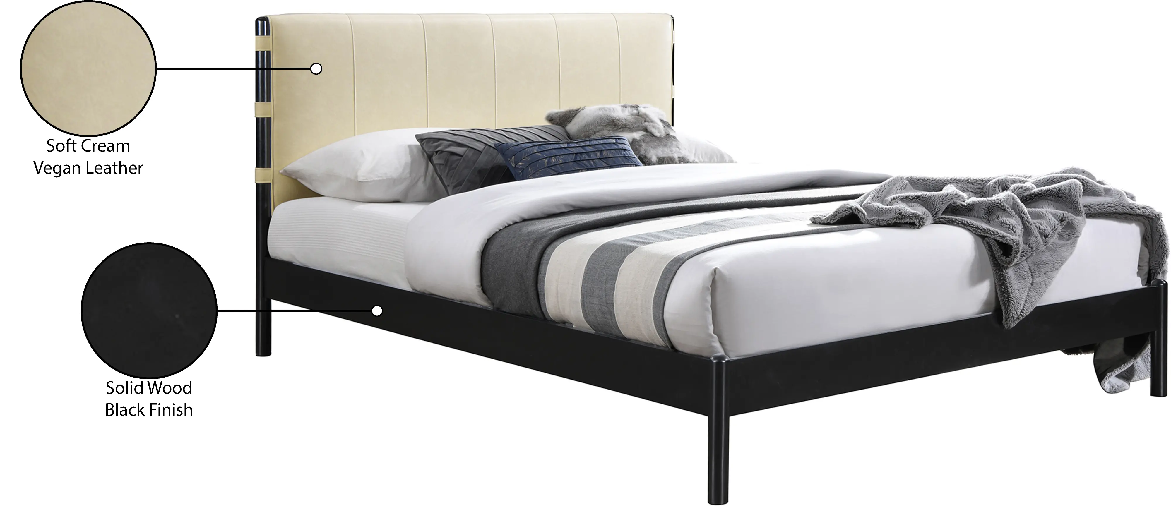 Abigail Cream Vegan Leather Upholstered Full Bed-6