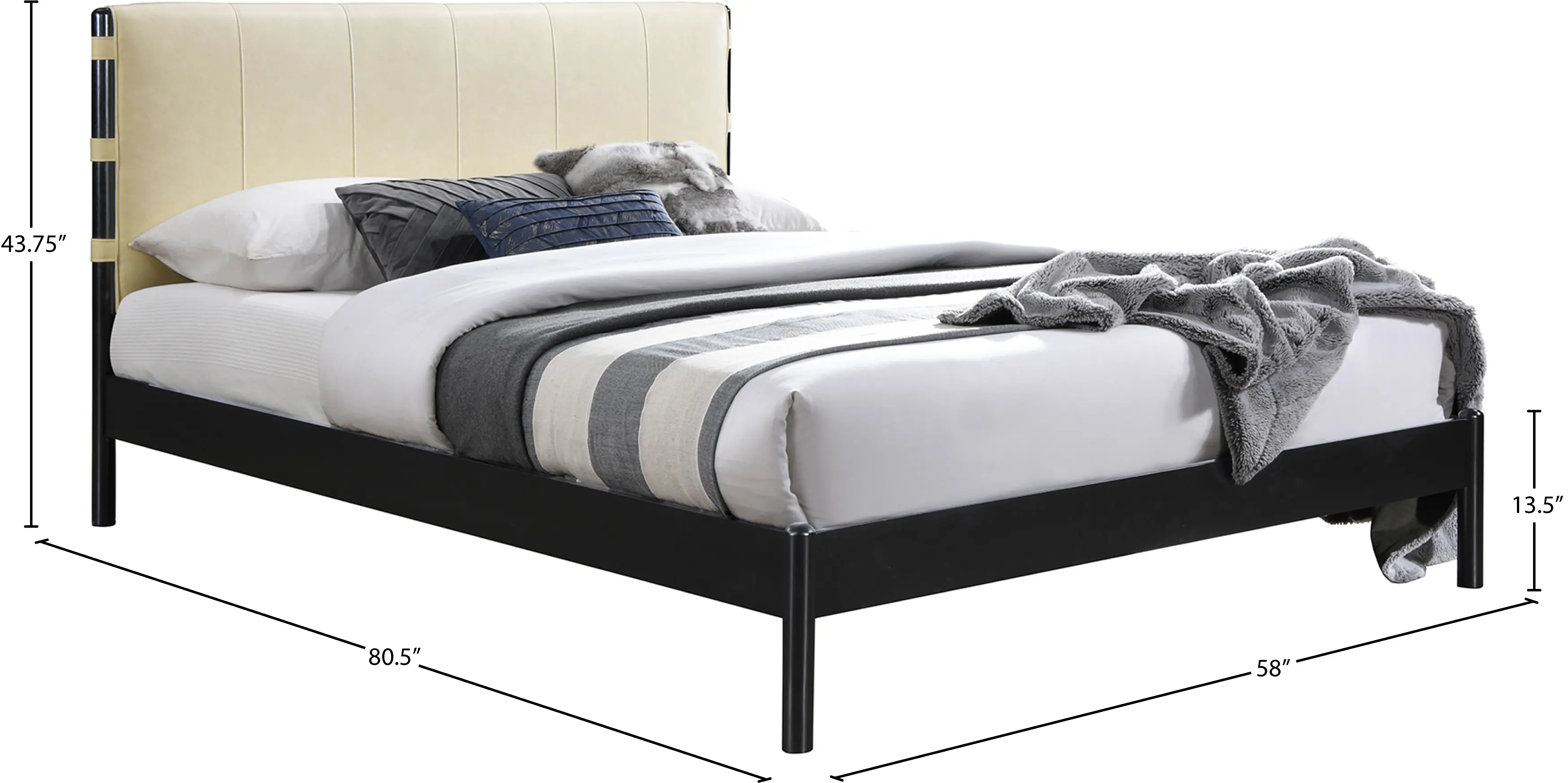 Abigail Cream Vegan Leather Upholstered Full Bed-7
