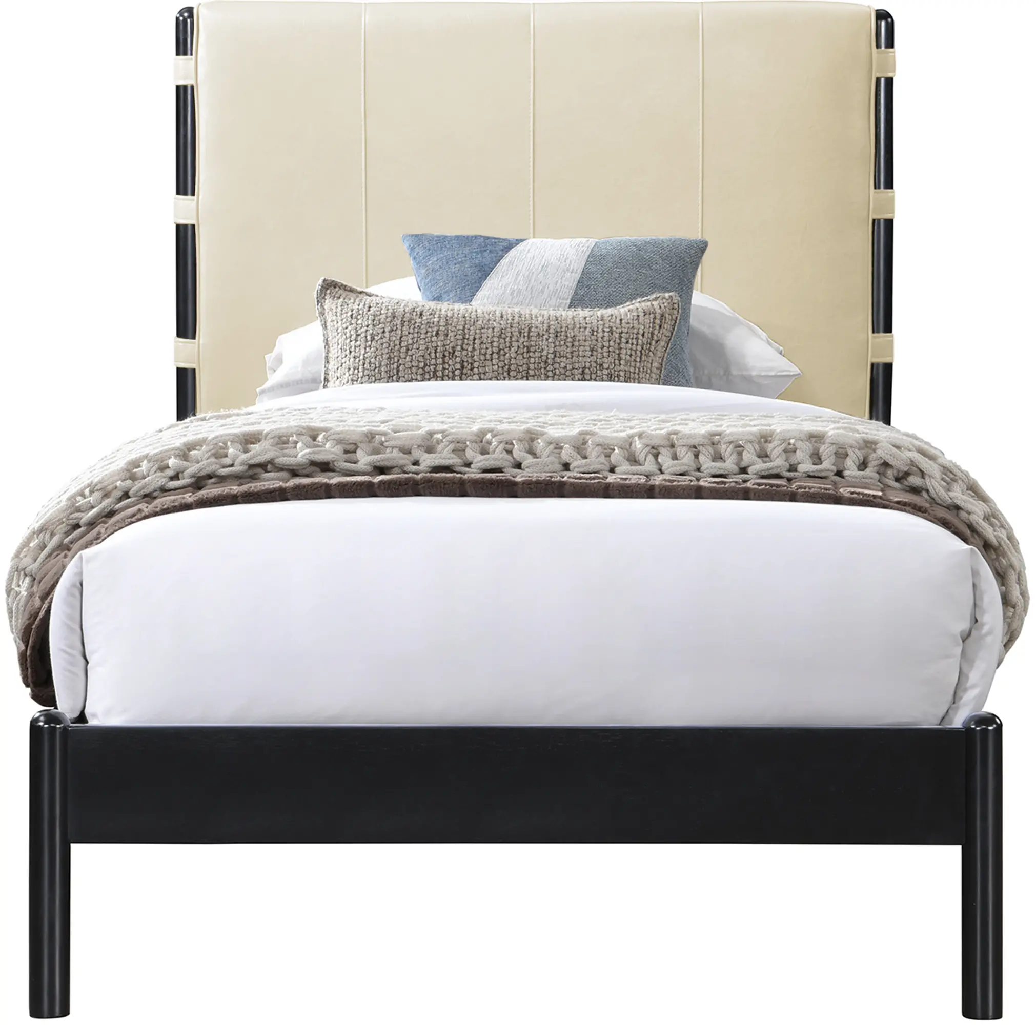 Abigail Cream Vegan Leather Upholstered Twin Bed-3