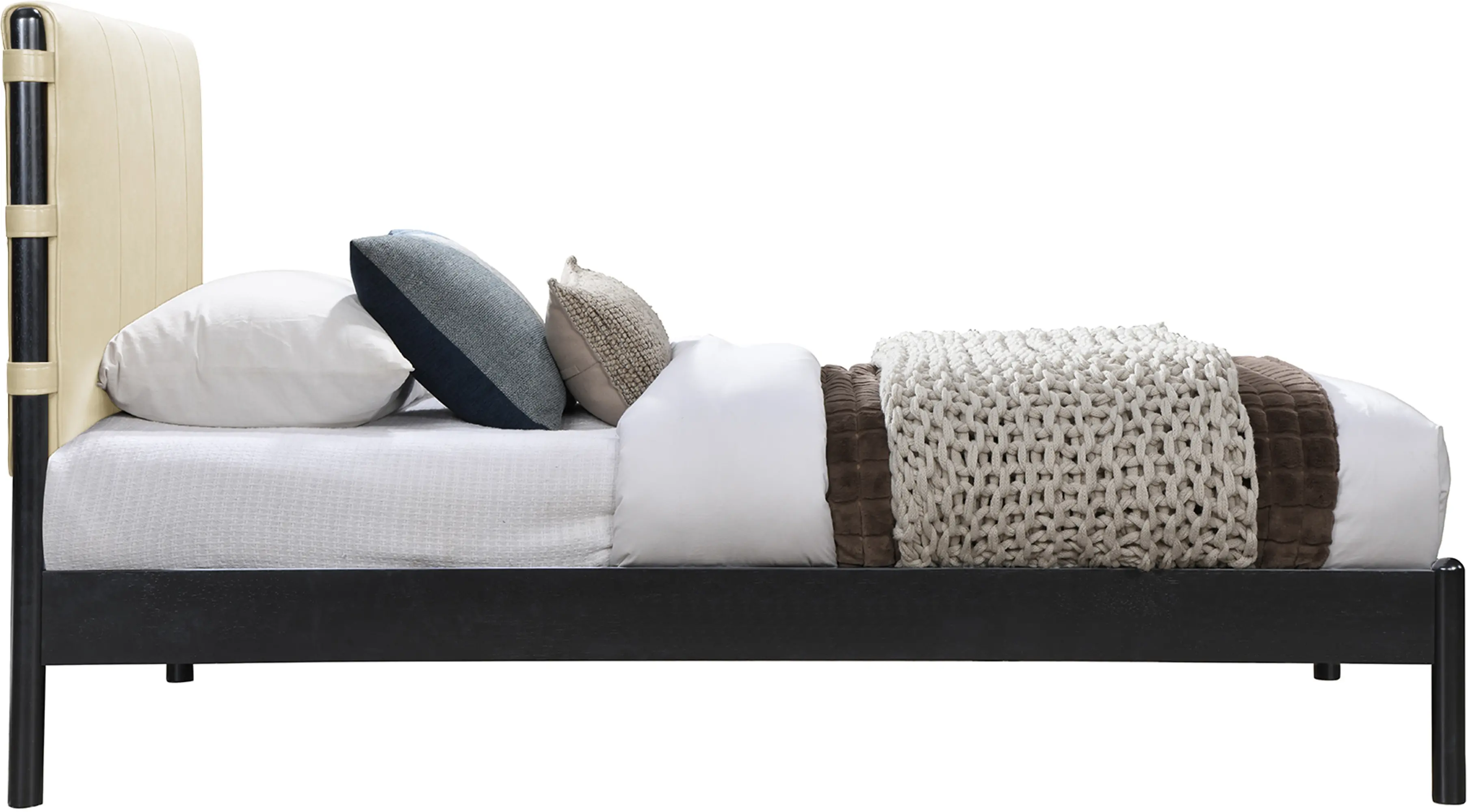 Abigail Cream Vegan Leather Upholstered Twin Bed-4
