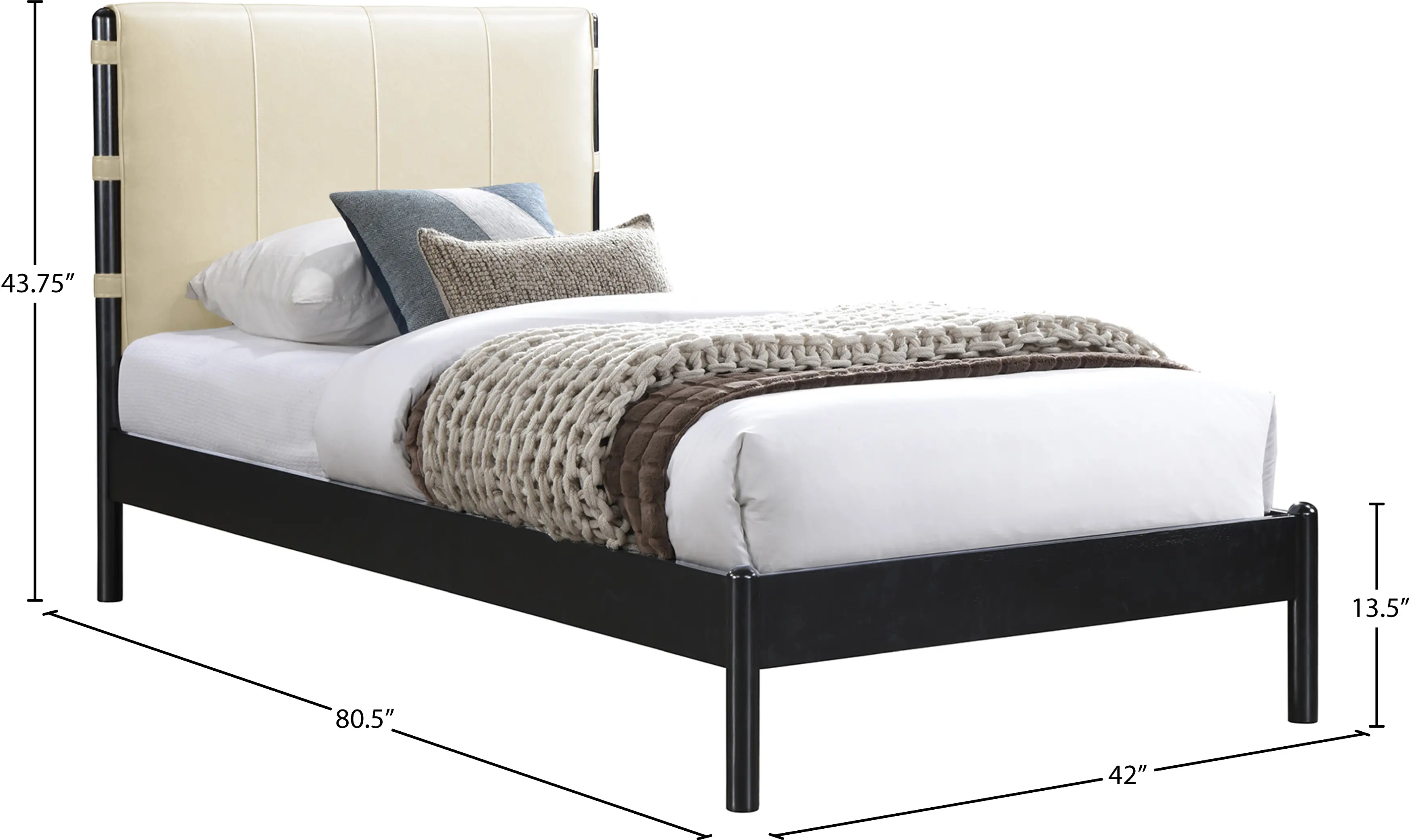 Abigail Cream Vegan Leather Upholstered Twin Bed-7