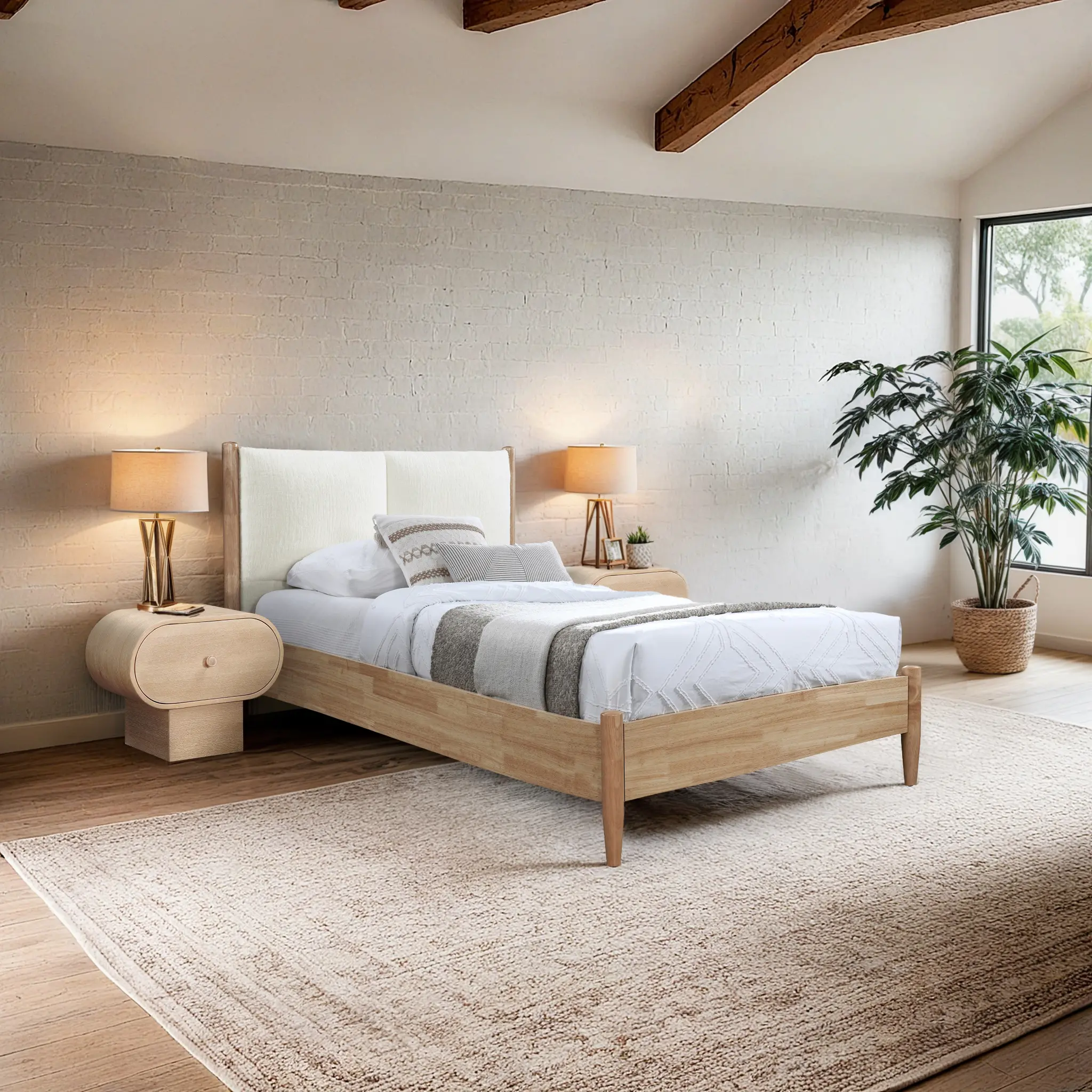 Arbor Cream and Natural Wood Twin Bed-2
