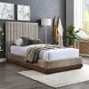 Emmet Beige Chenille Upholstered Twin Bed