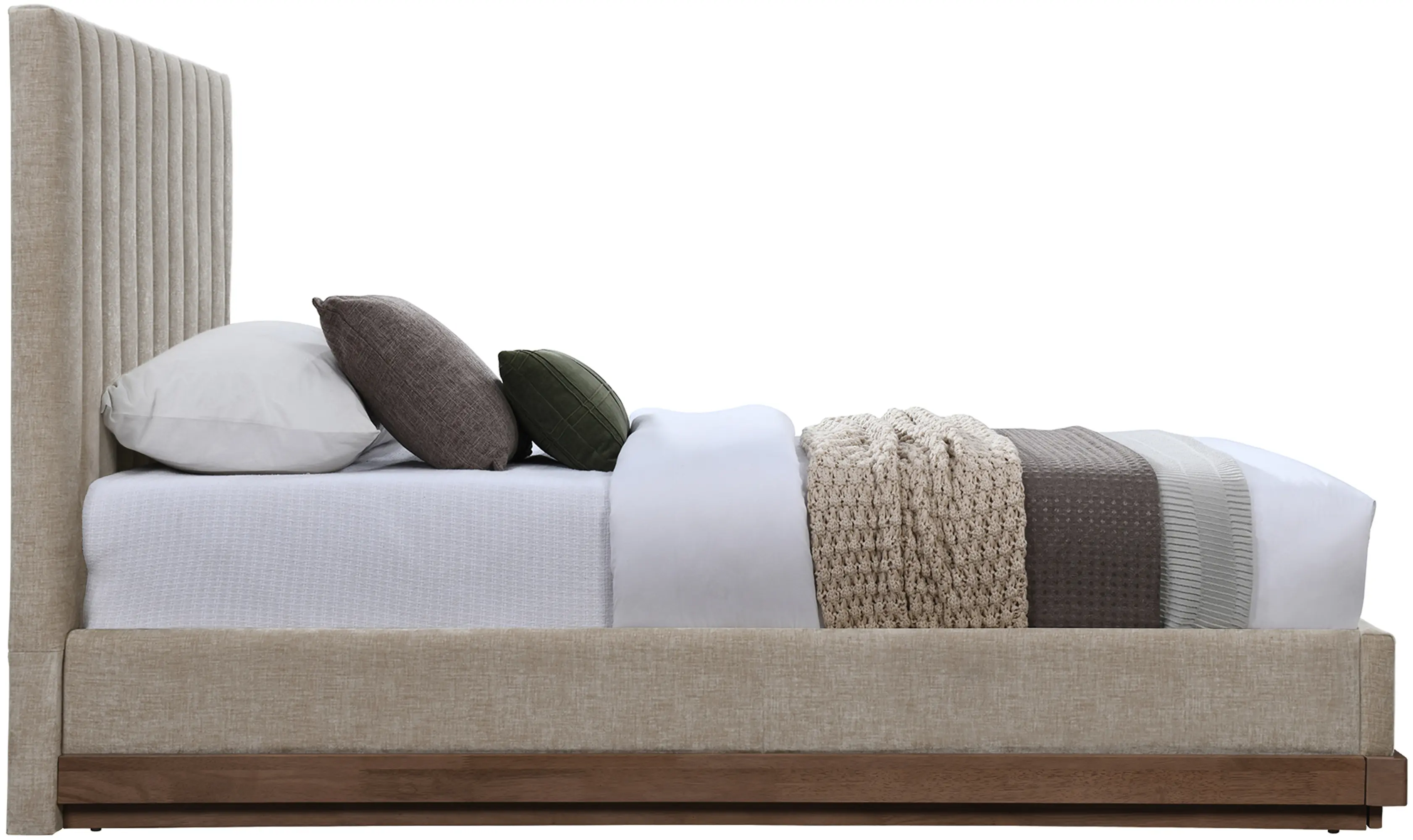 Emmet Beige Chenille Upholstered Twin Bed-4