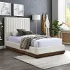 Emmet Cream Chenille Upholstered Twin Bed