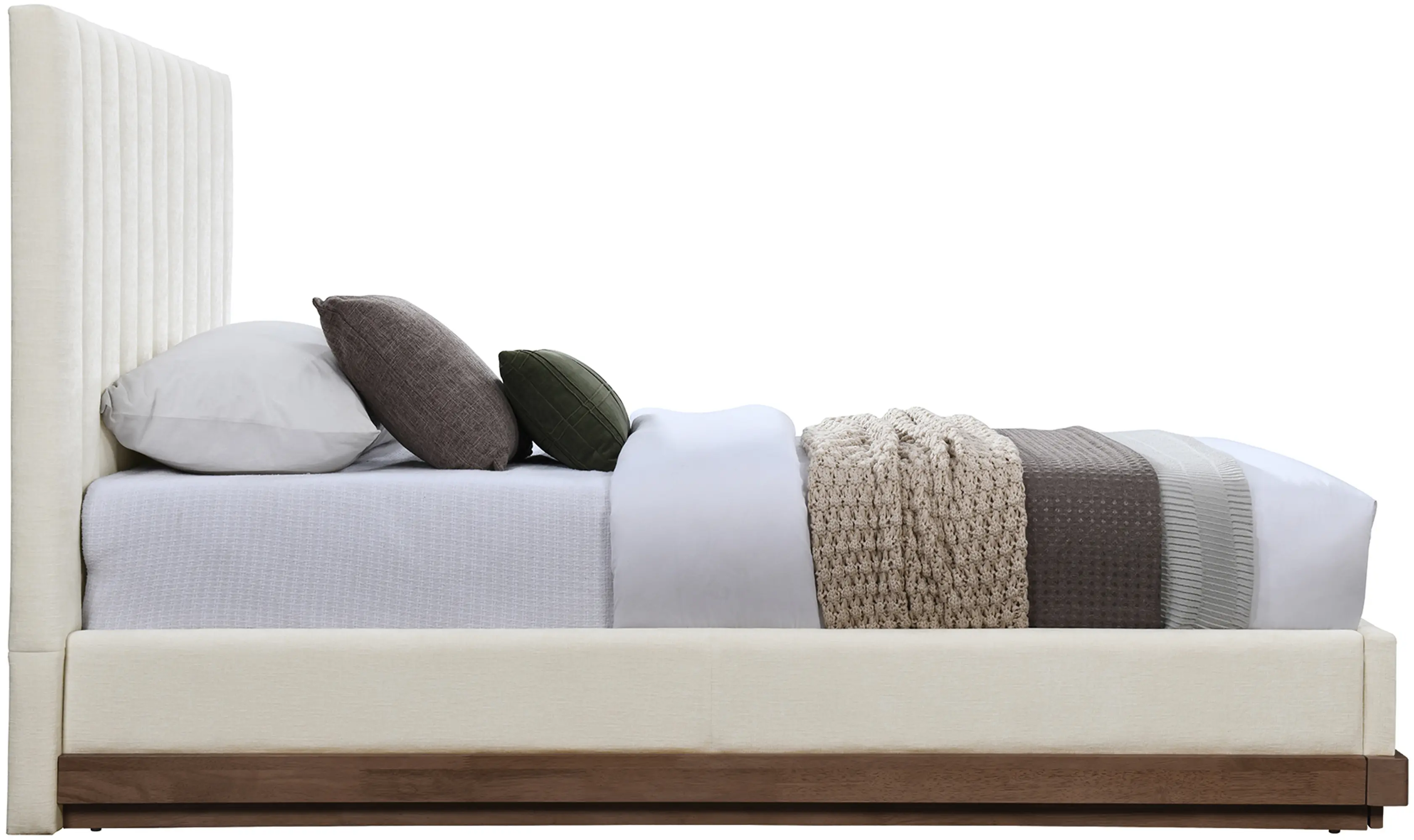 Emmet Cream Chenille Upholstered Twin Bed-4