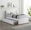 Myles Cream Textured Linen Twin Trundle Bed