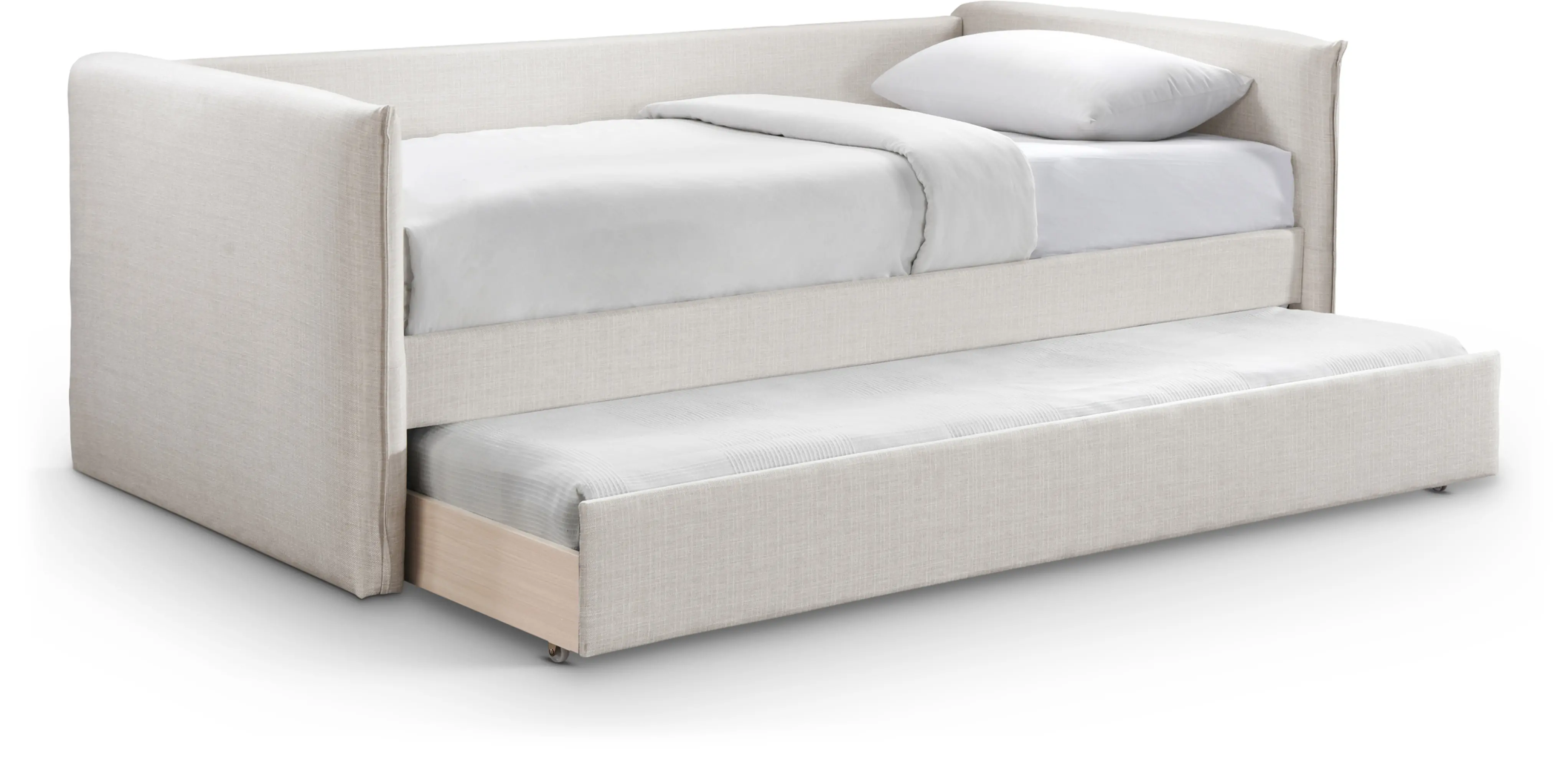 Colton Cream Textured Linen Twin Daybed with Trundle-1