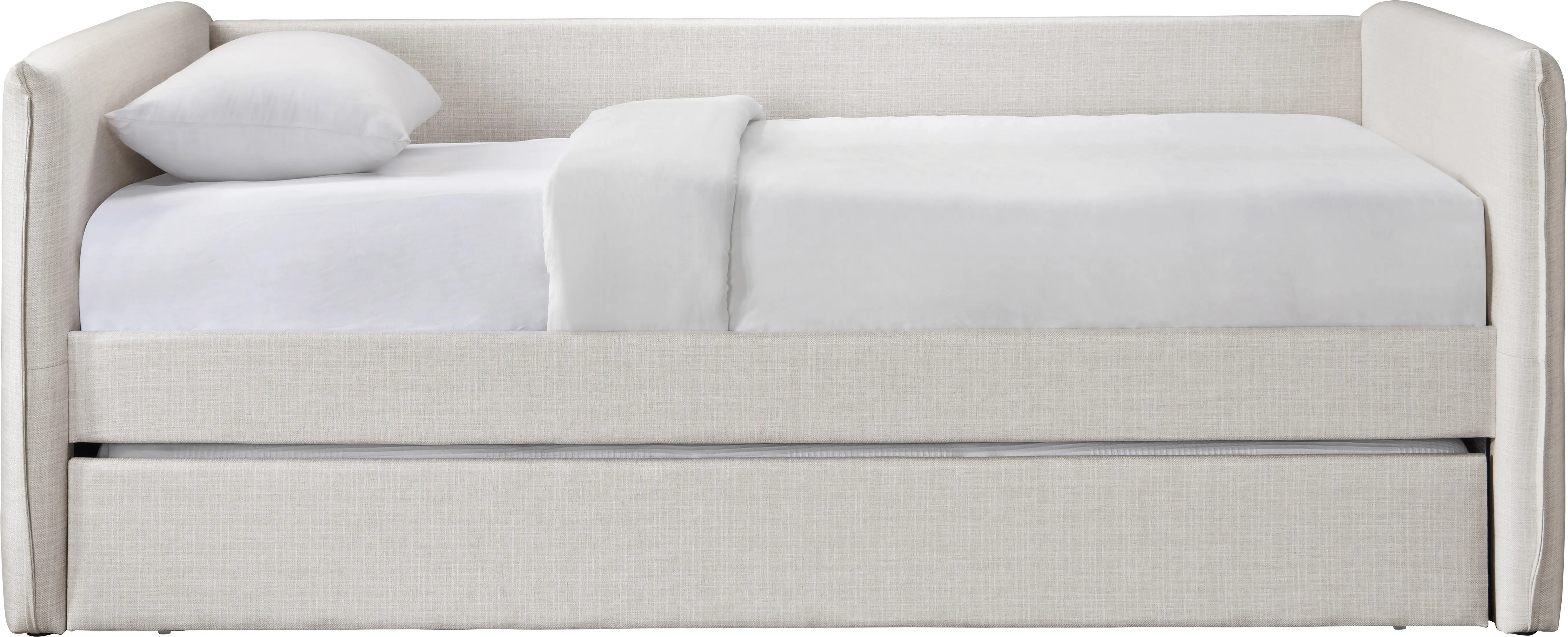 Colton Cream Textured Linen Twin Daybed with Trundle-3