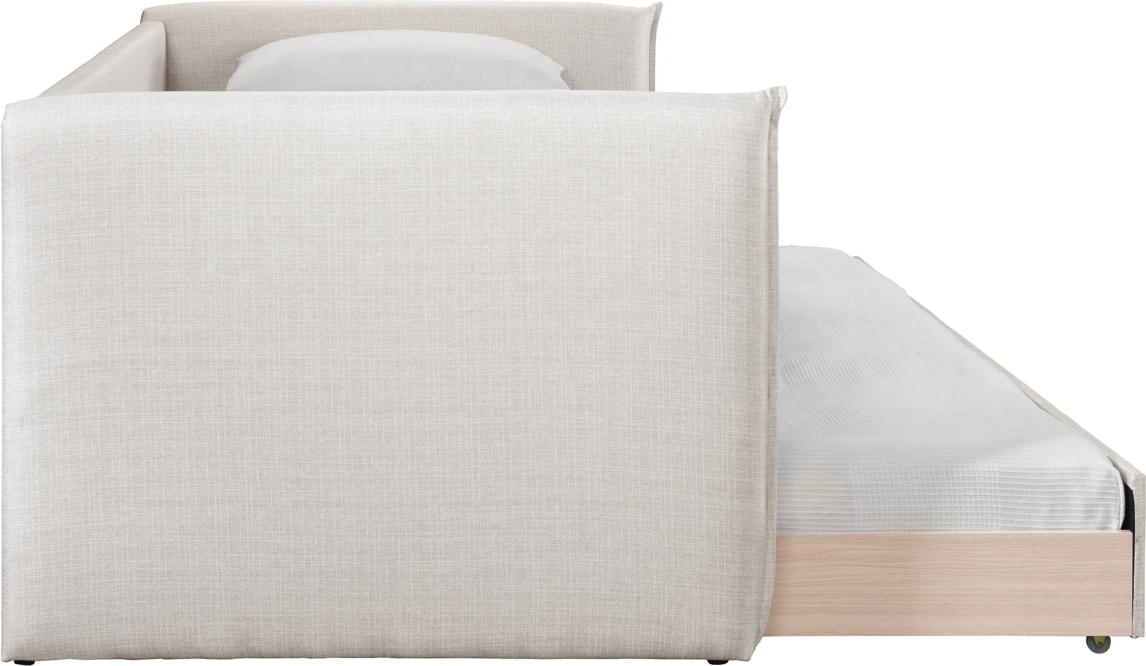 Colton Cream Textured Linen Twin Daybed with Trundle-4