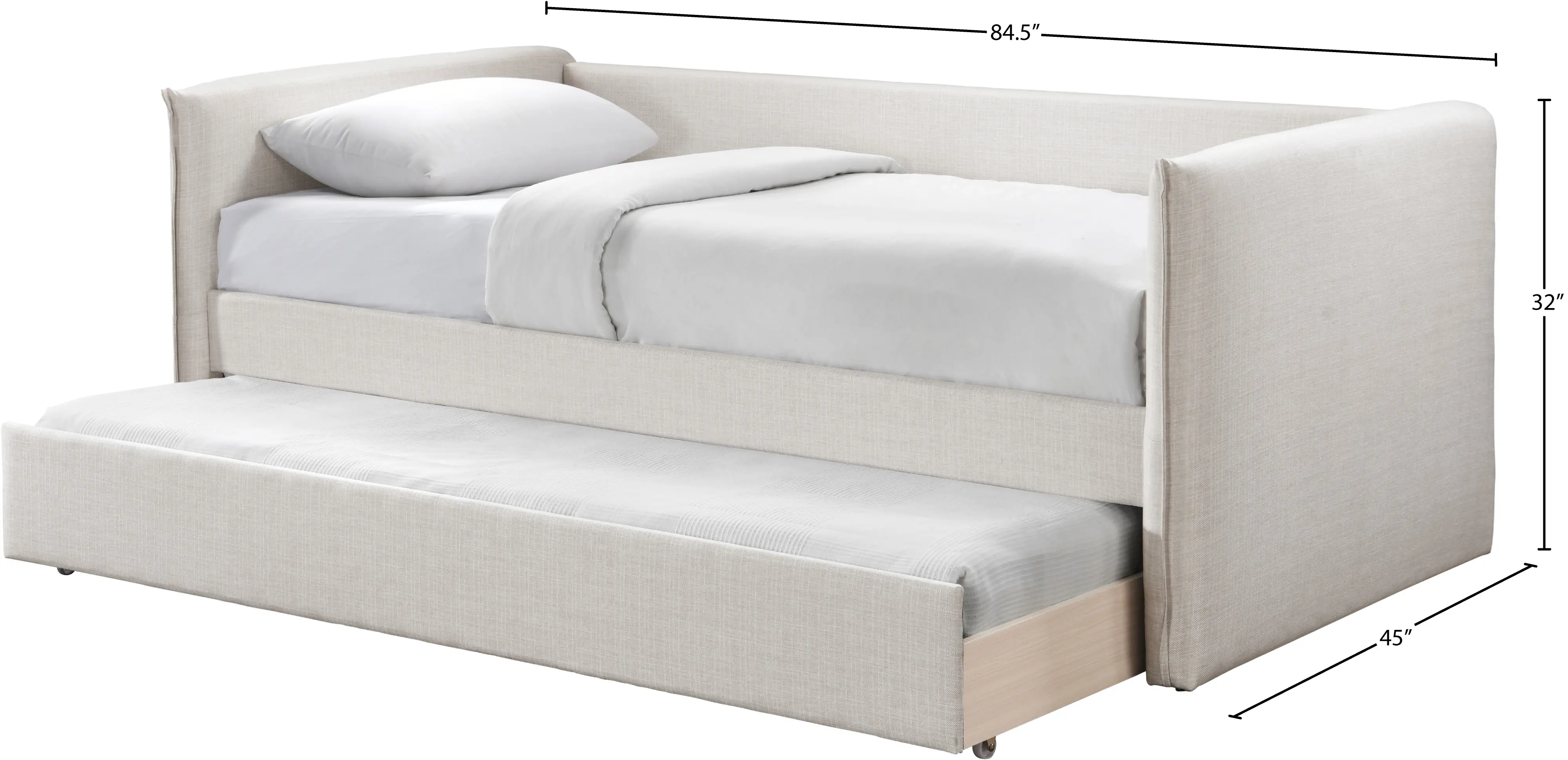Colton Cream Textured Linen Twin Daybed with Trundle-8