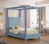 Emerson Sky Blue Textured Linen Twin Canopy Bed