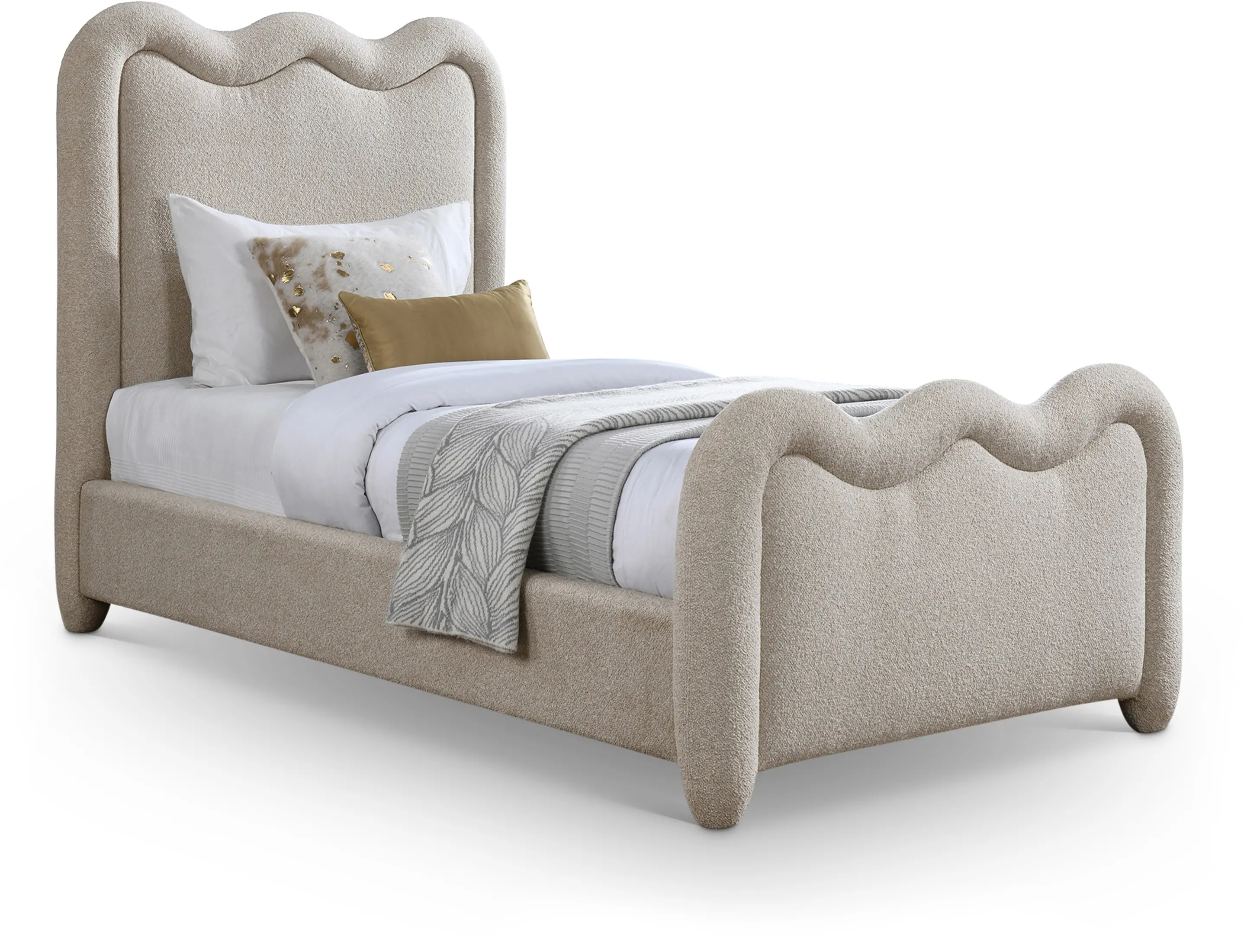 Gavin Beige Chenille Upholstered Twin Bed-1