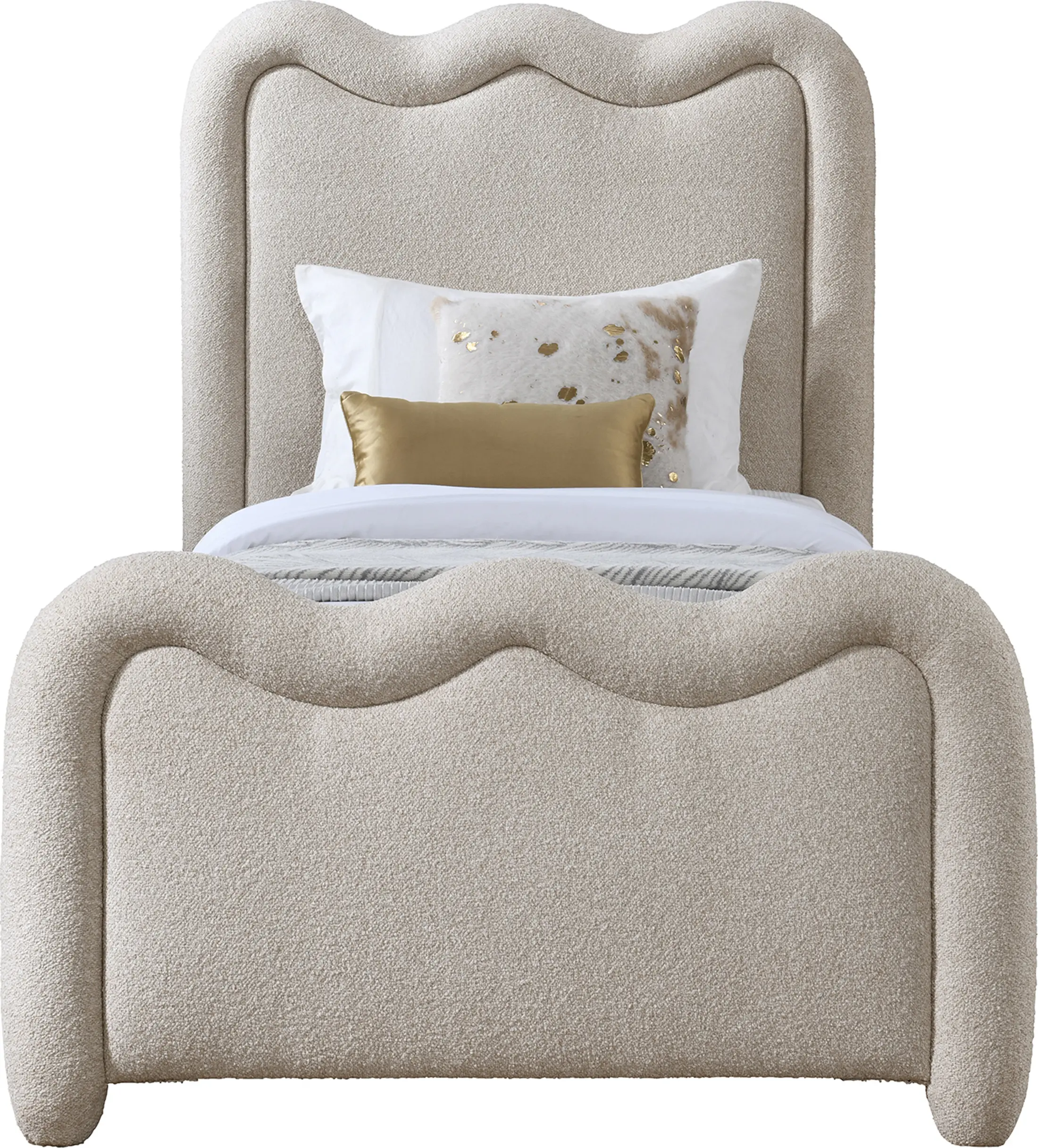Gavin Beige Chenille Upholstered Twin Bed-3