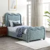 Gavin Blue Chenille Upholstered Twin Bed