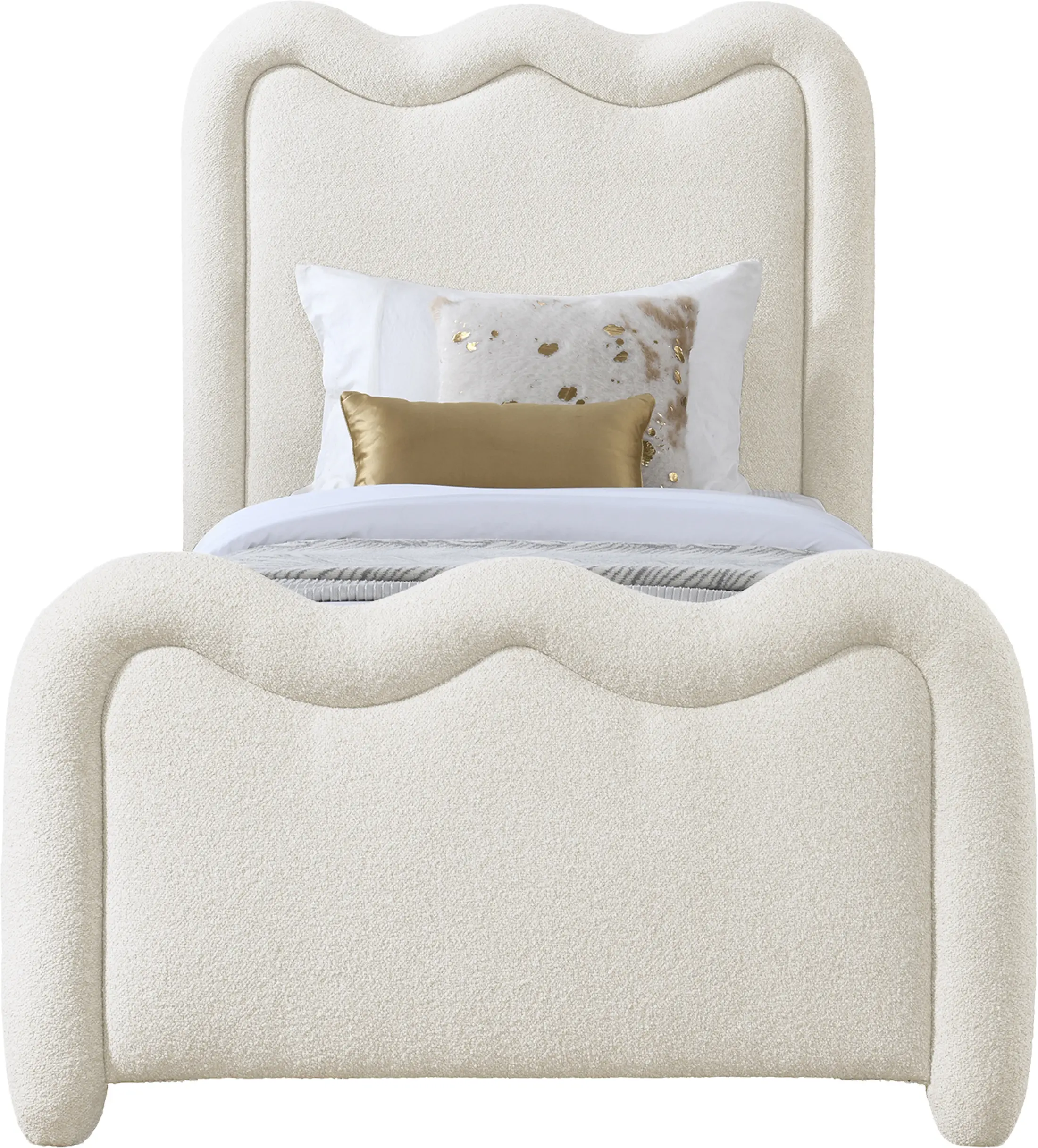 Gavin Cream Chenille Upholstered Twin Bed-3