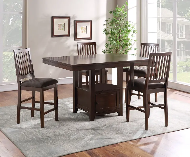 Yorktown Espresso 5 Piece Counter Height Dining Set