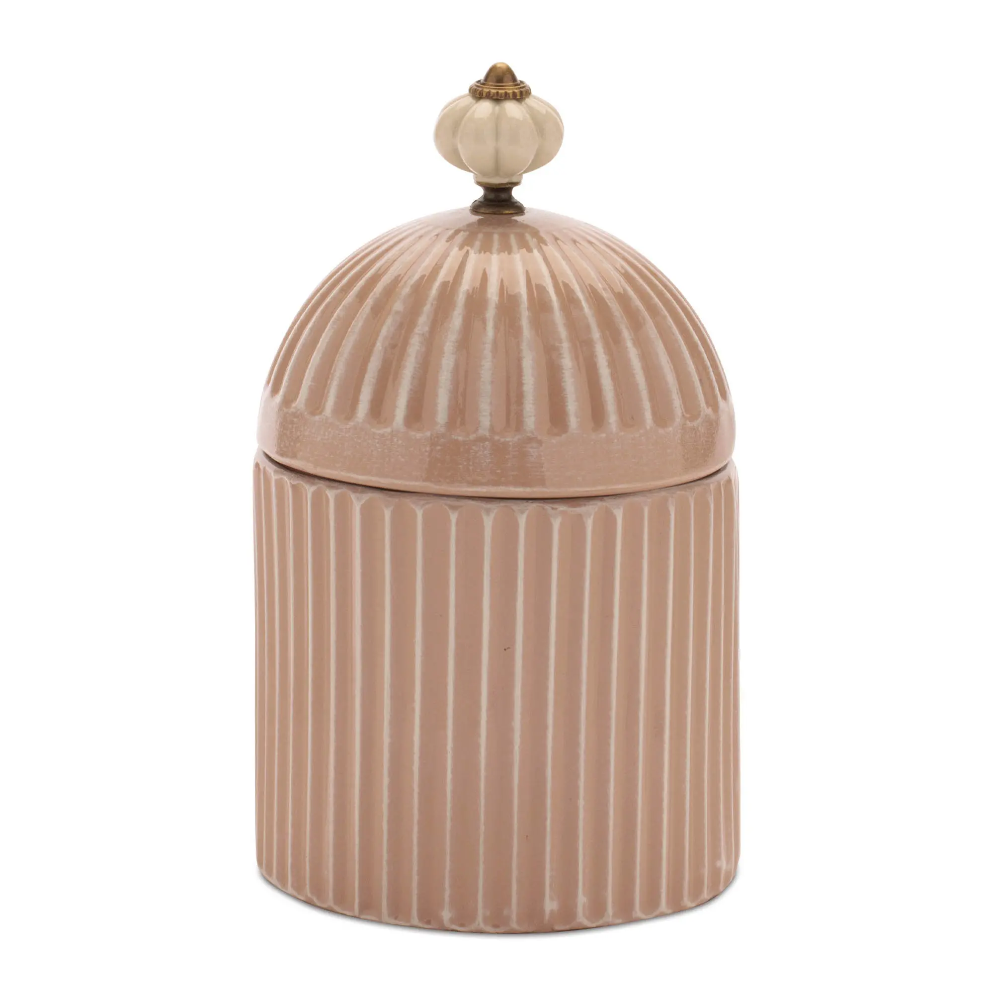8 Pink Iron and Ceramic Canister with Lid-1
