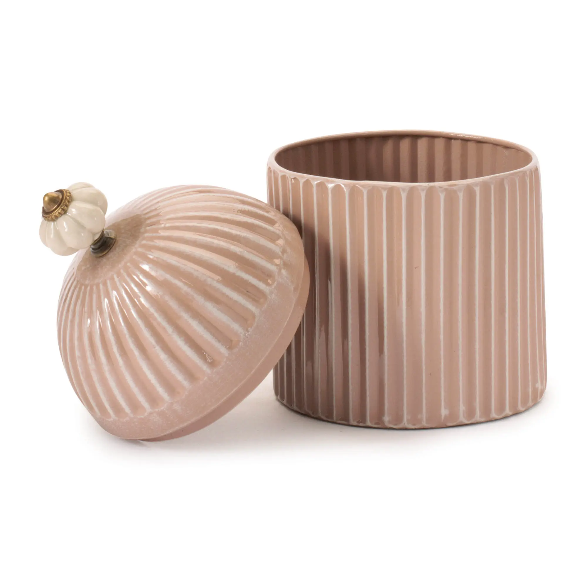 8 Pink Iron and Ceramic Canister with Lid-2