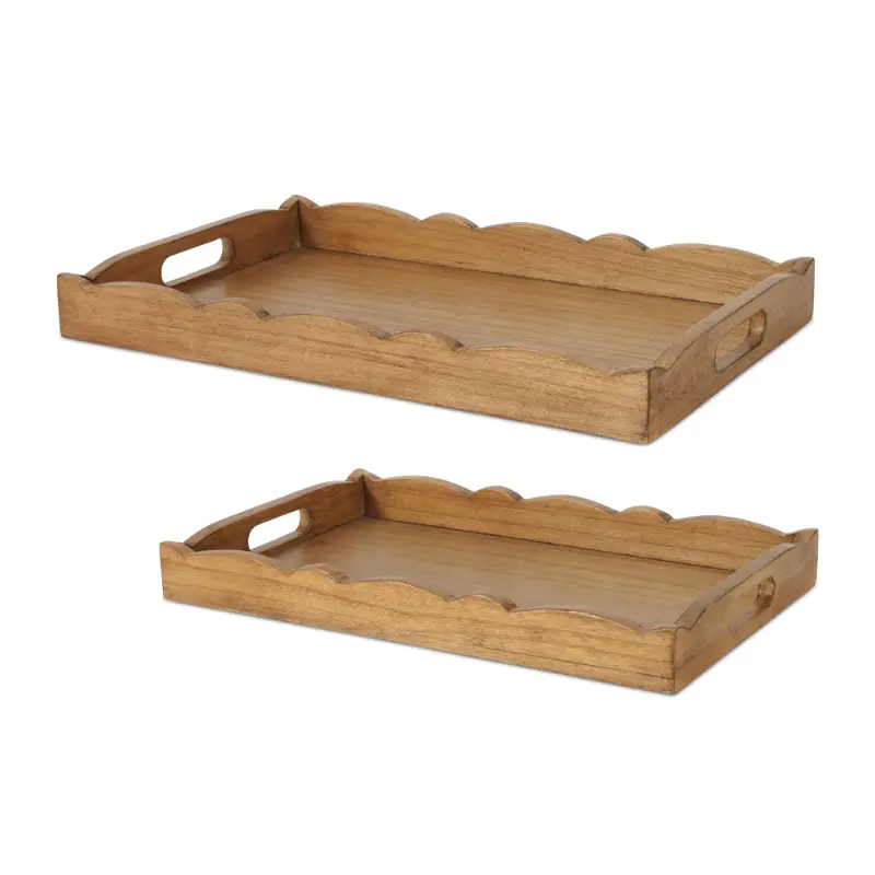 Small Scalloped Wood Tray