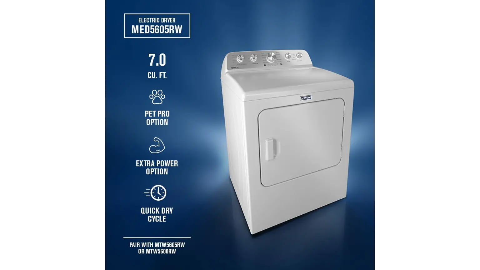 MED5605RW Maytag 7.0 Cu Ft Pet Pro Electric Dryer - White-5