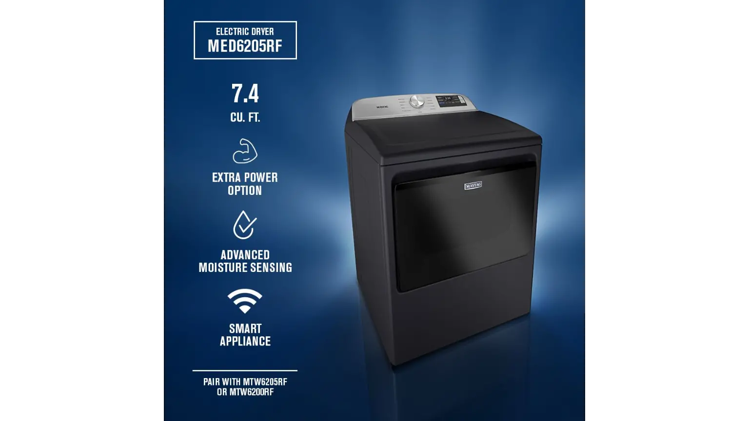 MED6205RF Maytag 7.4 Cu. Ft. Top Load Electric Dryer - Midnight Steel-4