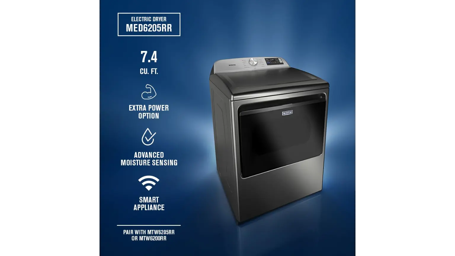 MED6205RR Maytag 7.4 Cu. Ft. Top Load Electric Dryer - Silver-4