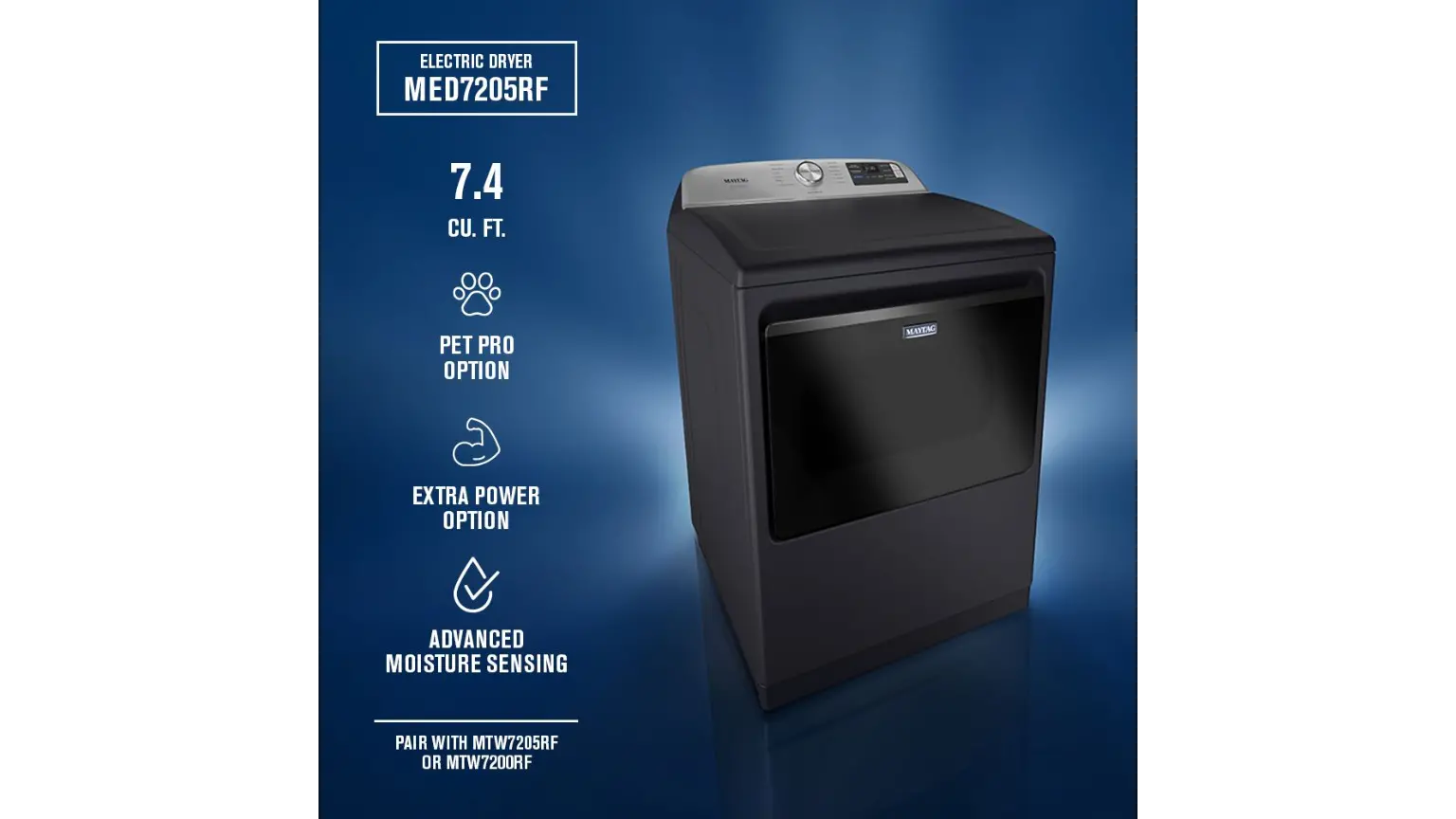 MED7205RF Maytag 7.4 Cu. Ft. Pet Pro Electric Dryer - Midnight Steel-5