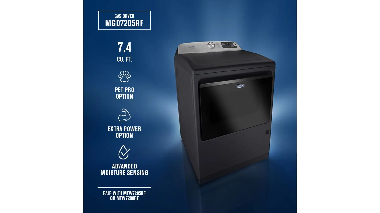 MGD7205RF Maytag 7.4 Cu. Ft. Pet Pro Gas Dryer - Midnight Steel-5