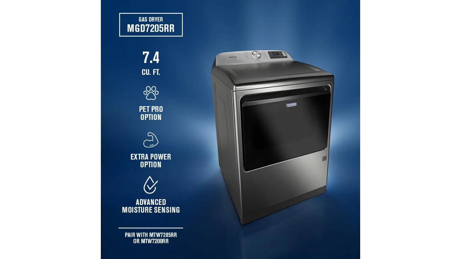 MGD7205RR Maytag 7.4 Cu. Ft. Pet Pro Gas Dryer - Silver-5
