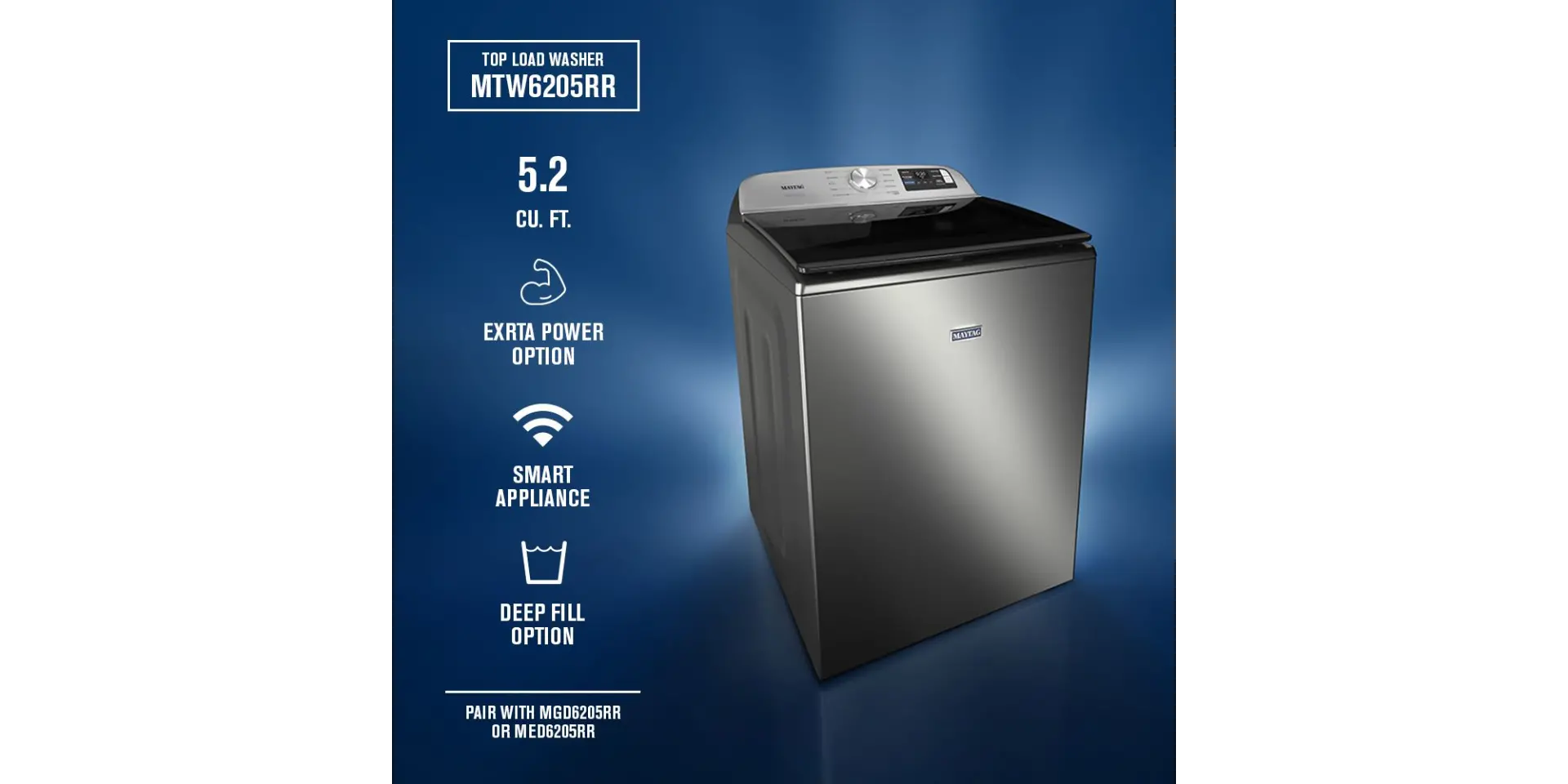 MTW6205RR Maytag 5.2 Cu Ft Top Load Washer with Agitator - Silver-5