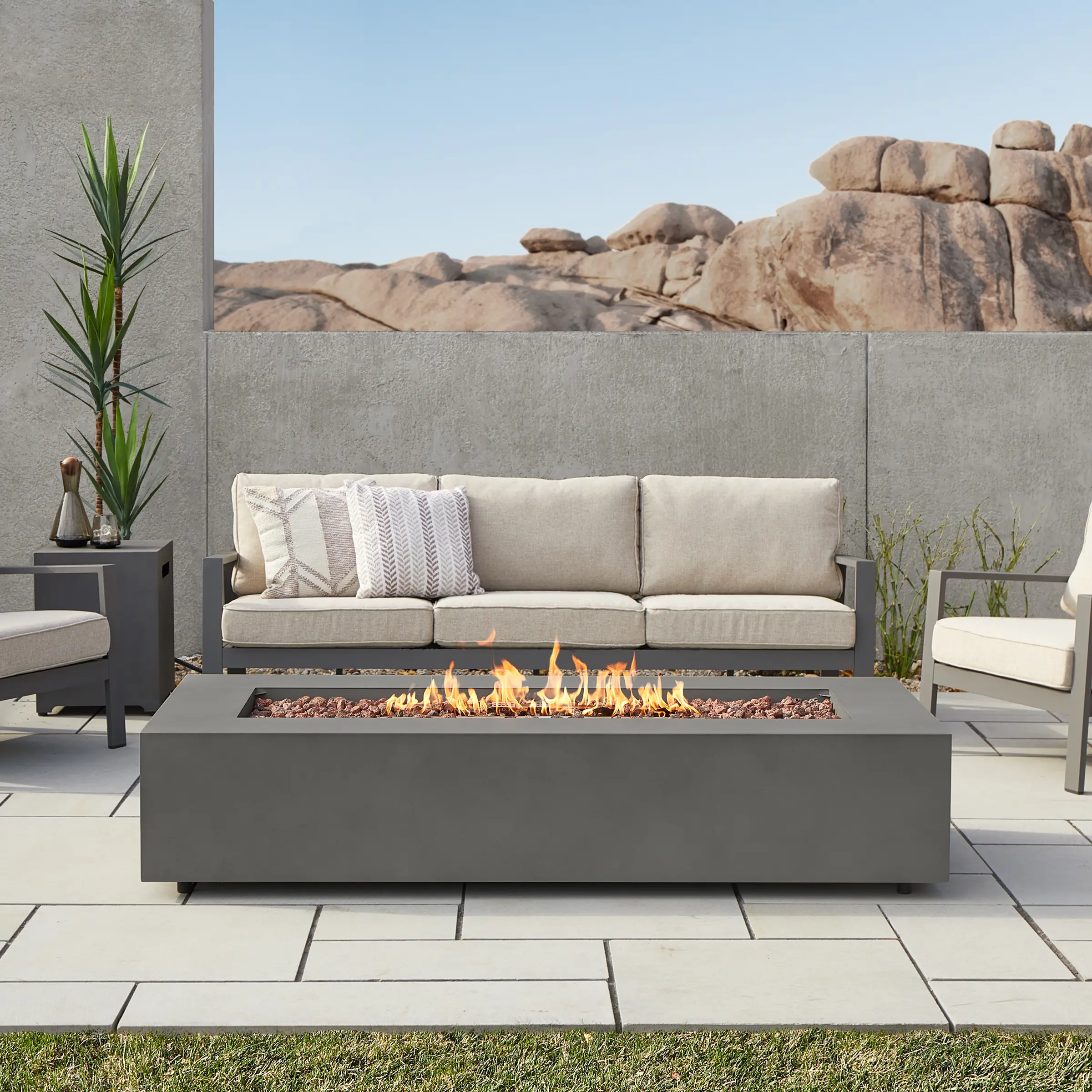 C9814LP-WSLT Aegean 70 Rectangle Gas Fire Pit Table in Weathered Slate-1
