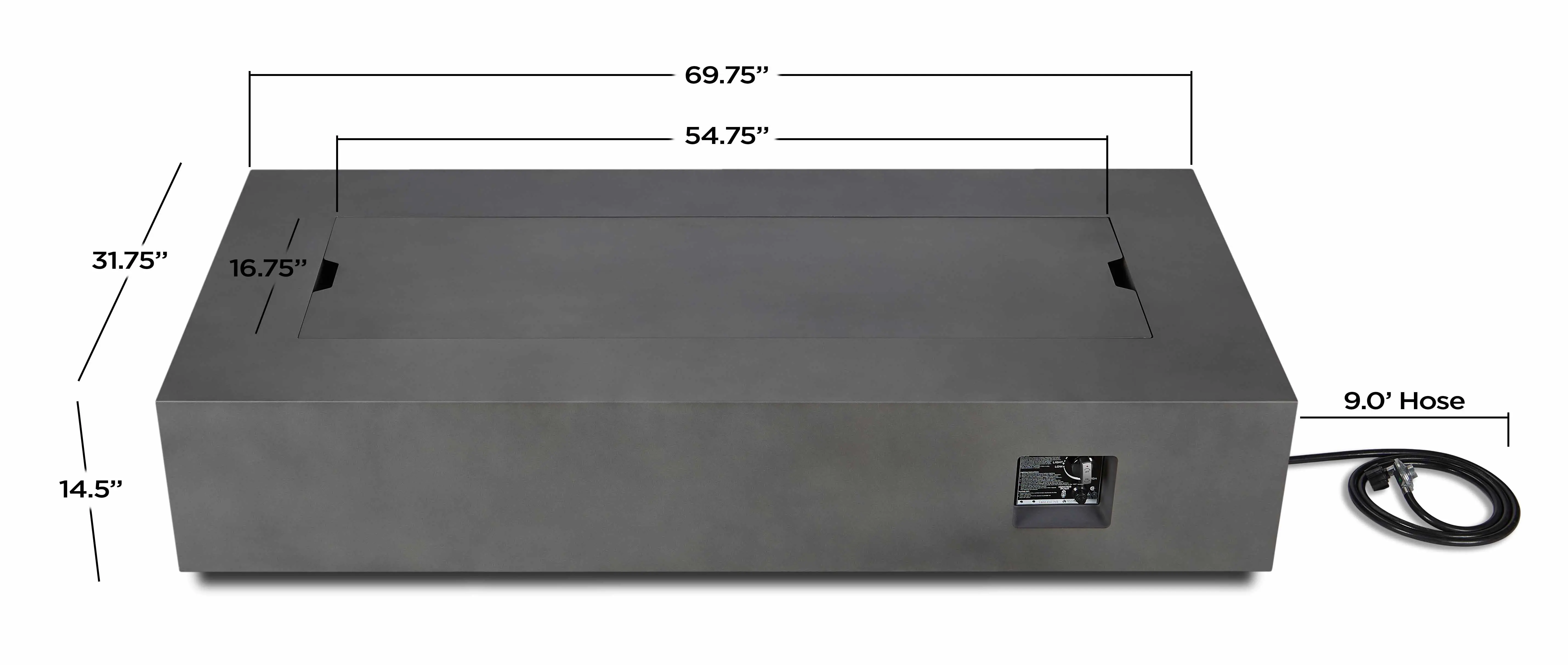 C9814LP-WSLT Aegean 70 Rectangle Gas Fire Pit Table in Weathered Slate-14