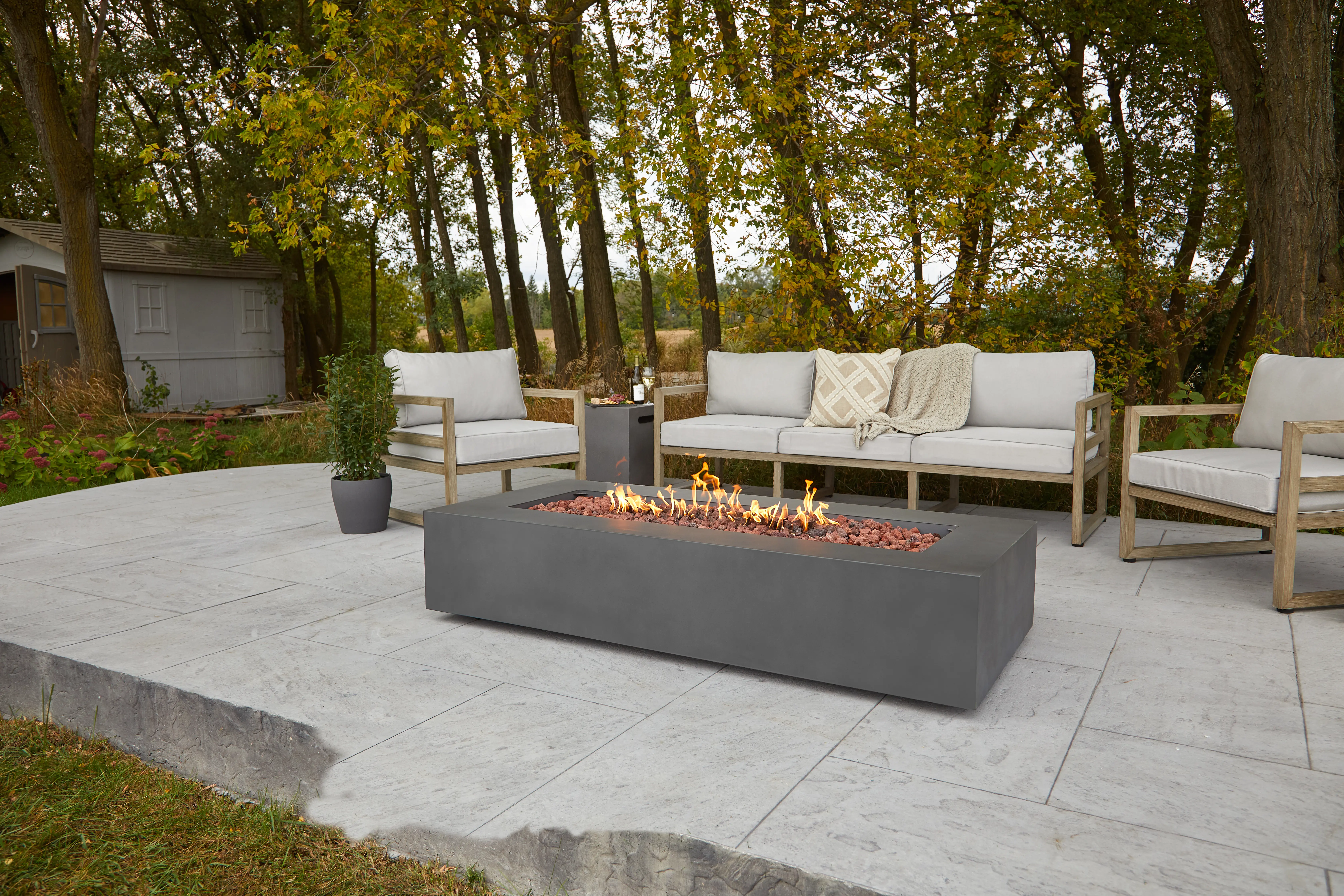 C9814LP-WSLT Aegean 70 Rectangle Gas Fire Pit Table in Weathered Slate-2