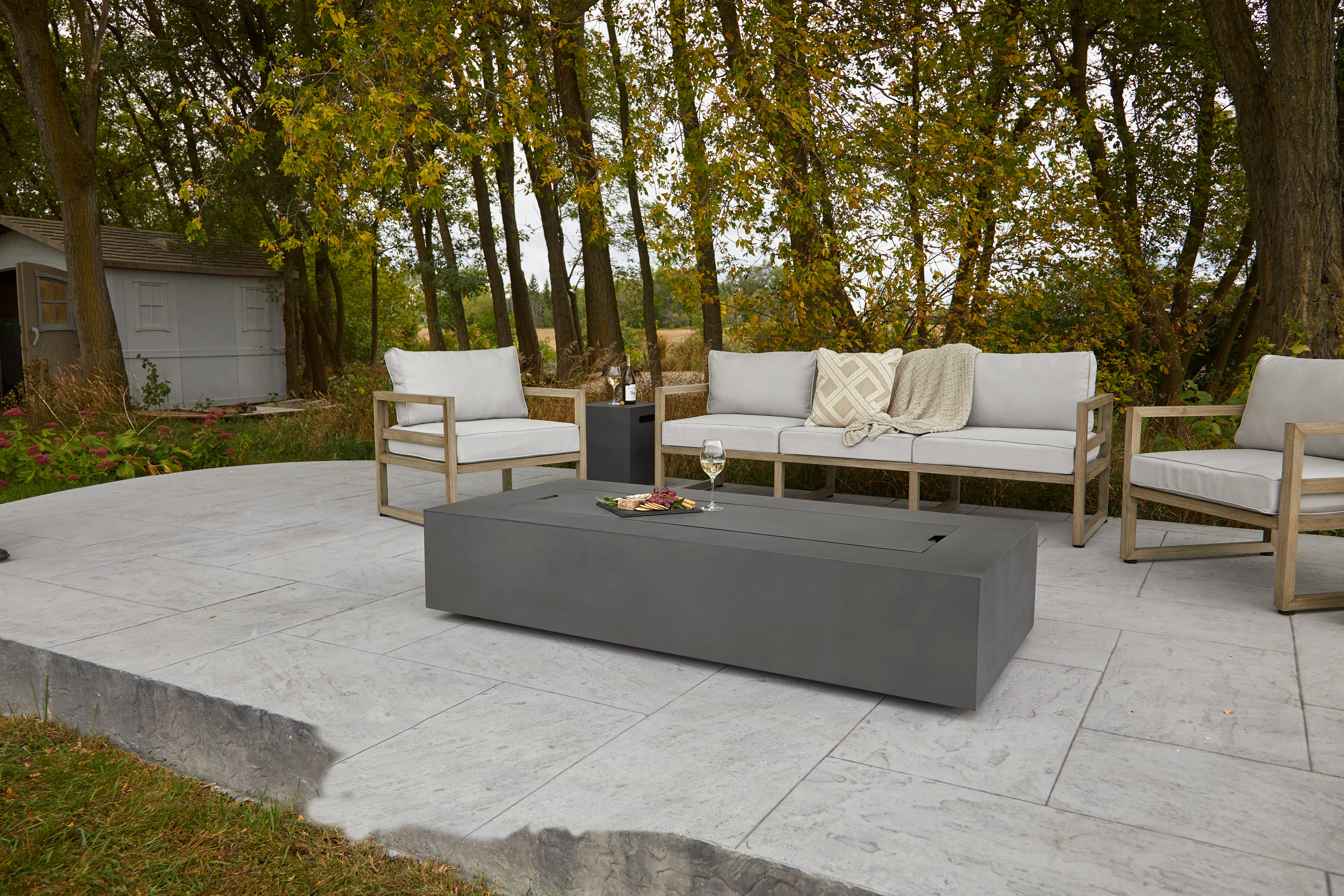 C9814LP-WSLT Aegean 70 Rectangle Gas Fire Pit Table in Weathered Slate-3